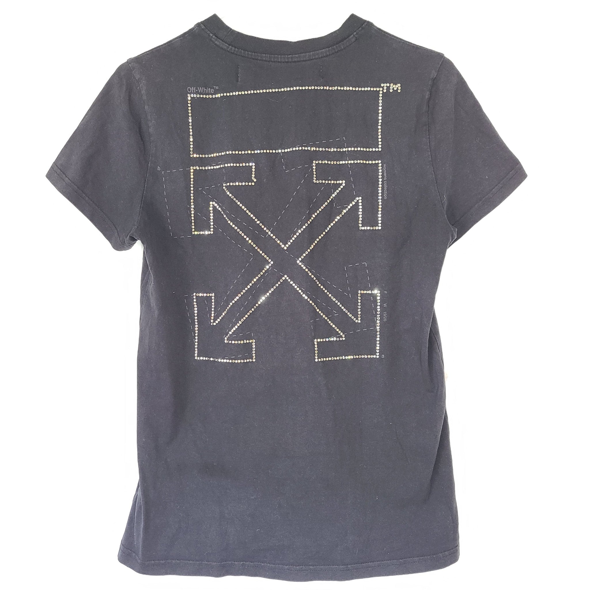 Off-White c/o Virgil Abloh Women's Rhinestone Arrow Logo T-Shirt Black Sz XS