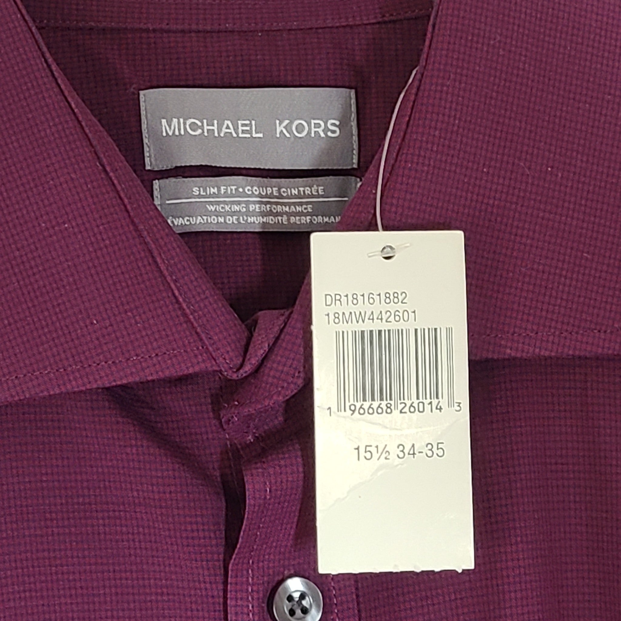 Michael Kors Men's Slim Fit Sweat Wicking Button Up Dress Shirt Purple Size M