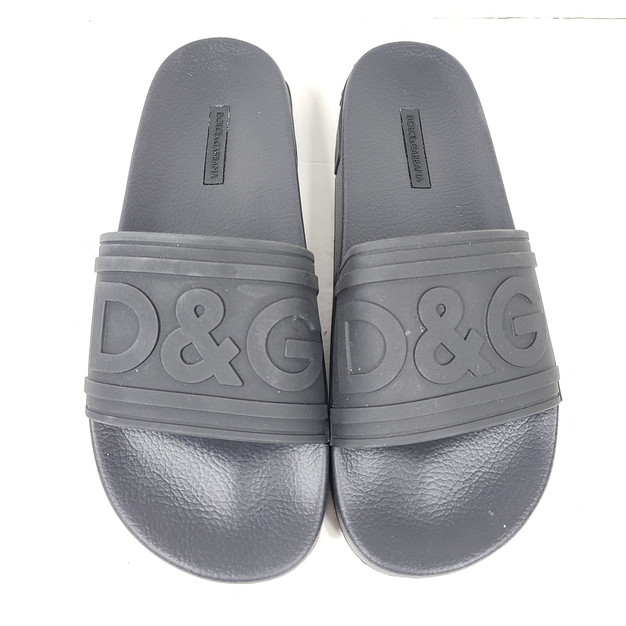 Dolce & Gabbana D&G Women's Logo Slides Pool Sandals Black Sz US 11 (EU 41)