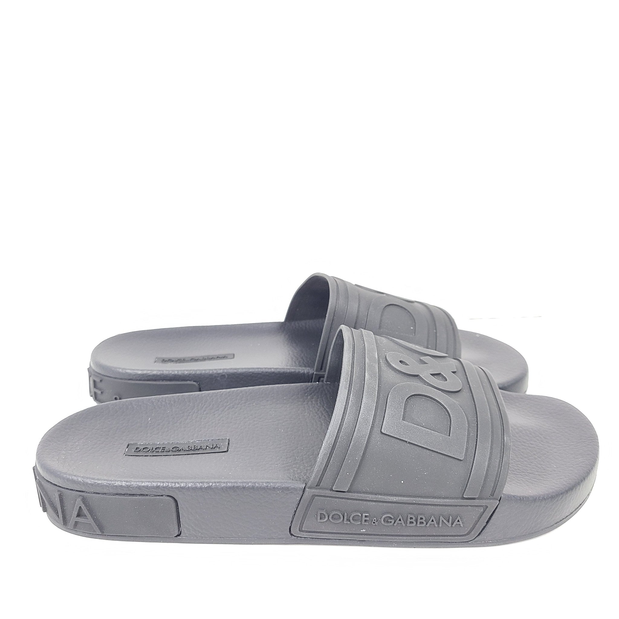 Dolce & Gabbana D&G Women's Logo Slides Pool Sandals Black Sz US 11 (EU 41)
