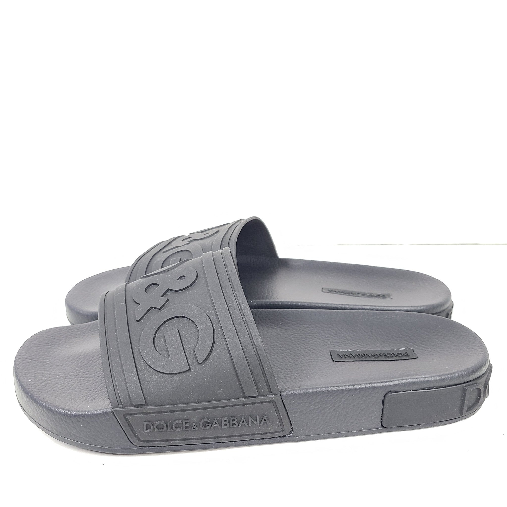 Dolce & Gabbana D&G Women's Logo Slides Pool Sandals Black Sz US 11 (EU 41)
