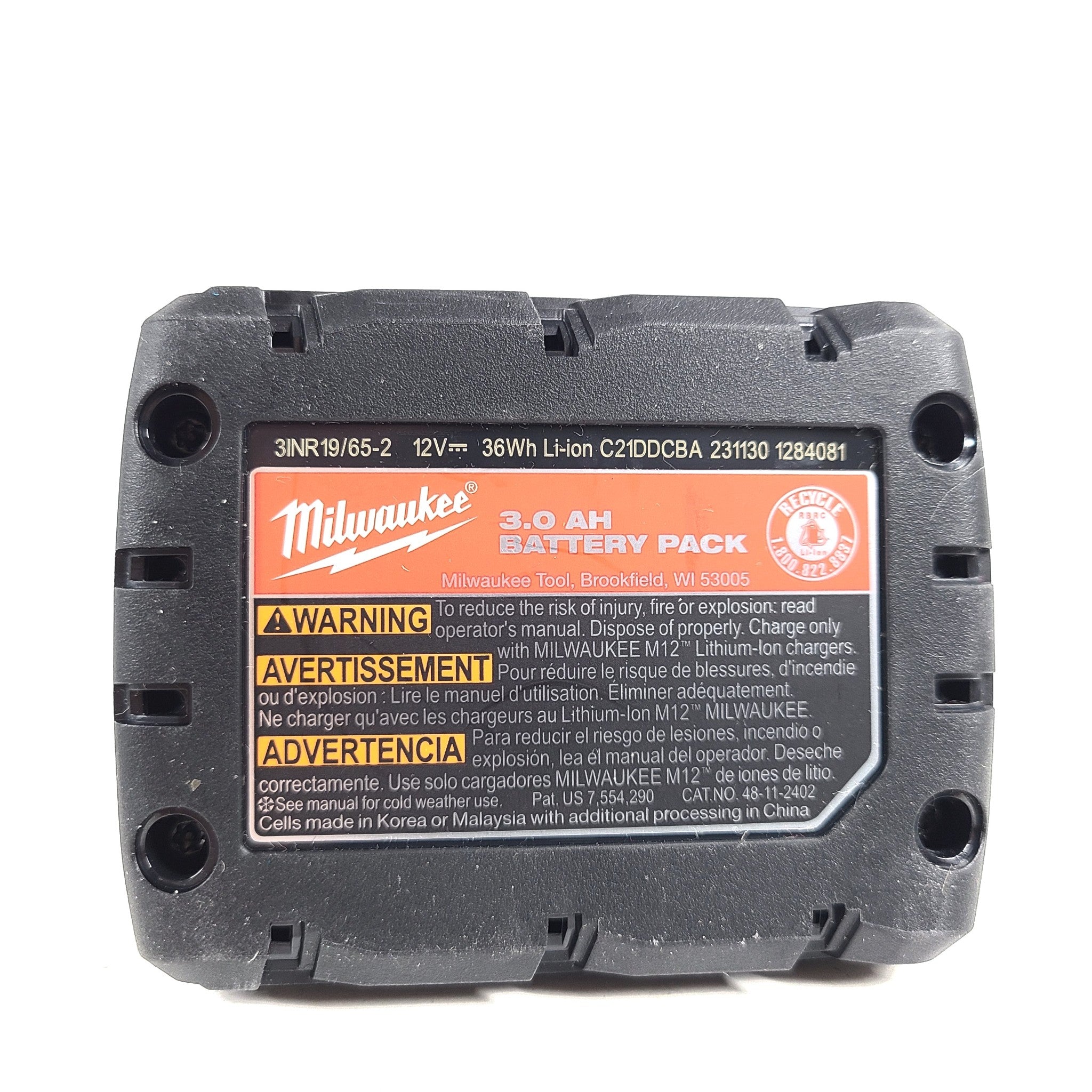 New OEM Milwaukee M12 RED LITHIUM XC 3.0 Battery Pack 12V 3.0Ah 36Wh 48-11-2402