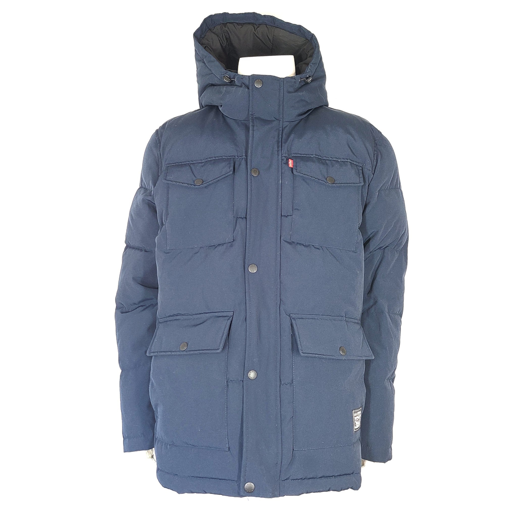 Levi's Men's Quilted Four Pocket Parka Hoody Jacket Navy Blue LM0RP320 Sz XL