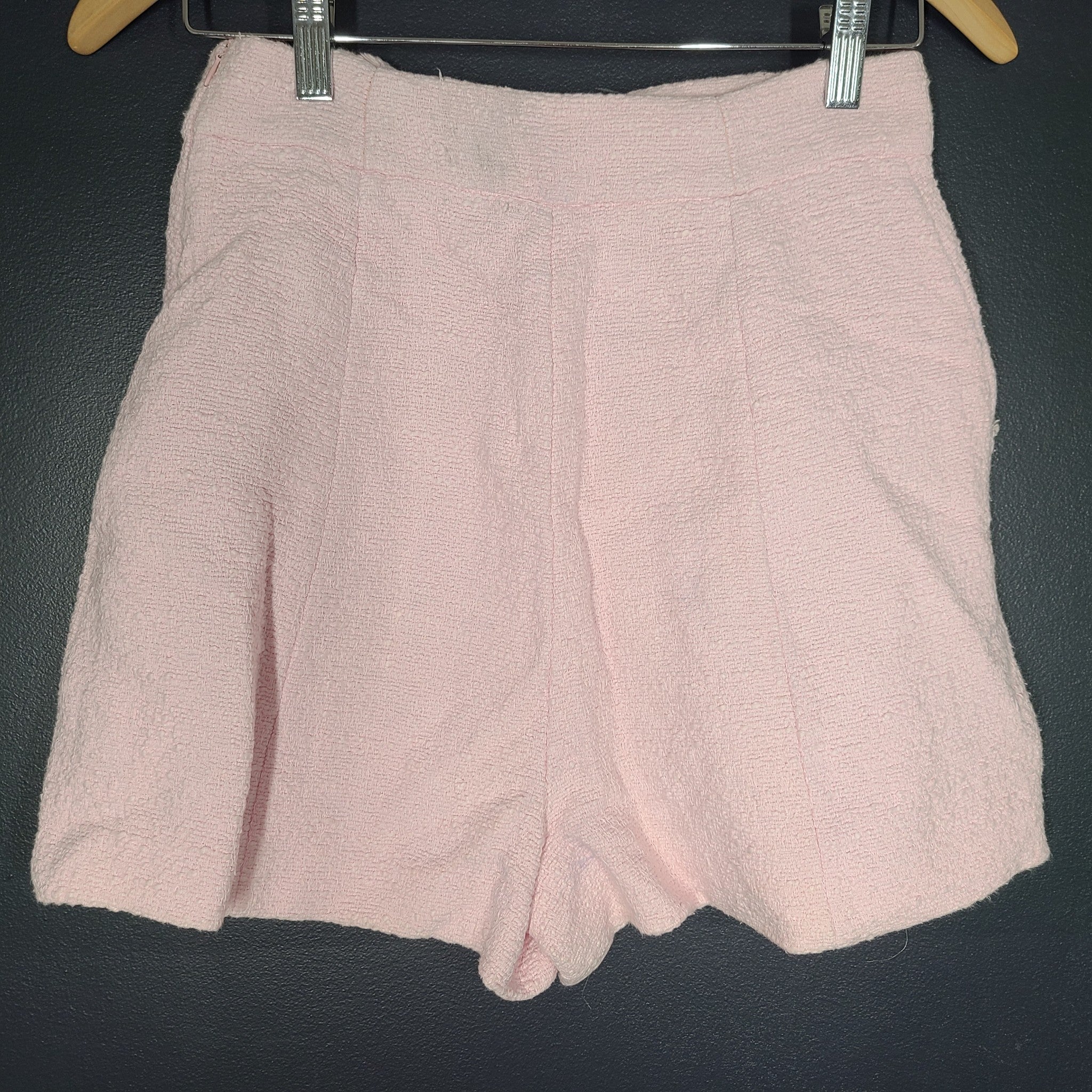 Zara Women's High Waisted Pink Soft Tweed Nautical Style Shorts Sz M