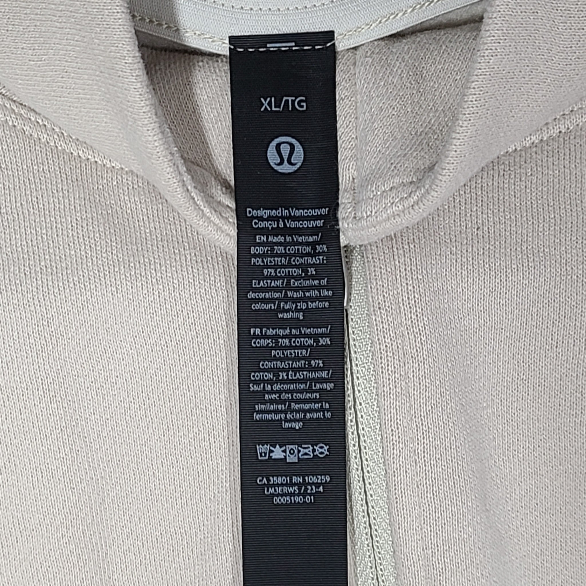 Lululemon Men's Steady State Half Zip Sweater Fleece Lined Mojave Tan Sz. XL