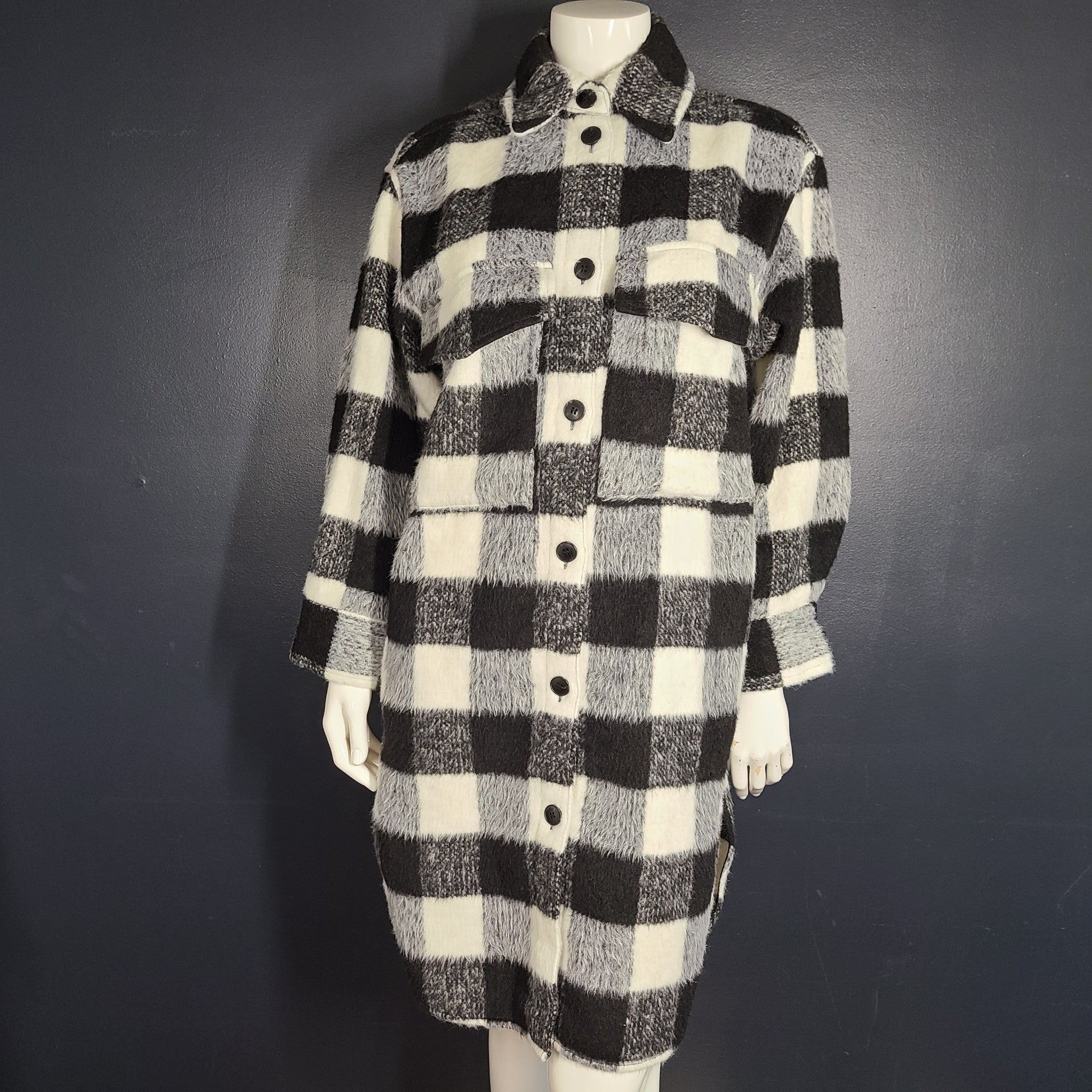 H&M Women's Long Oversized Shacket Knee Length Shirt Jacket 1091150 Size XS