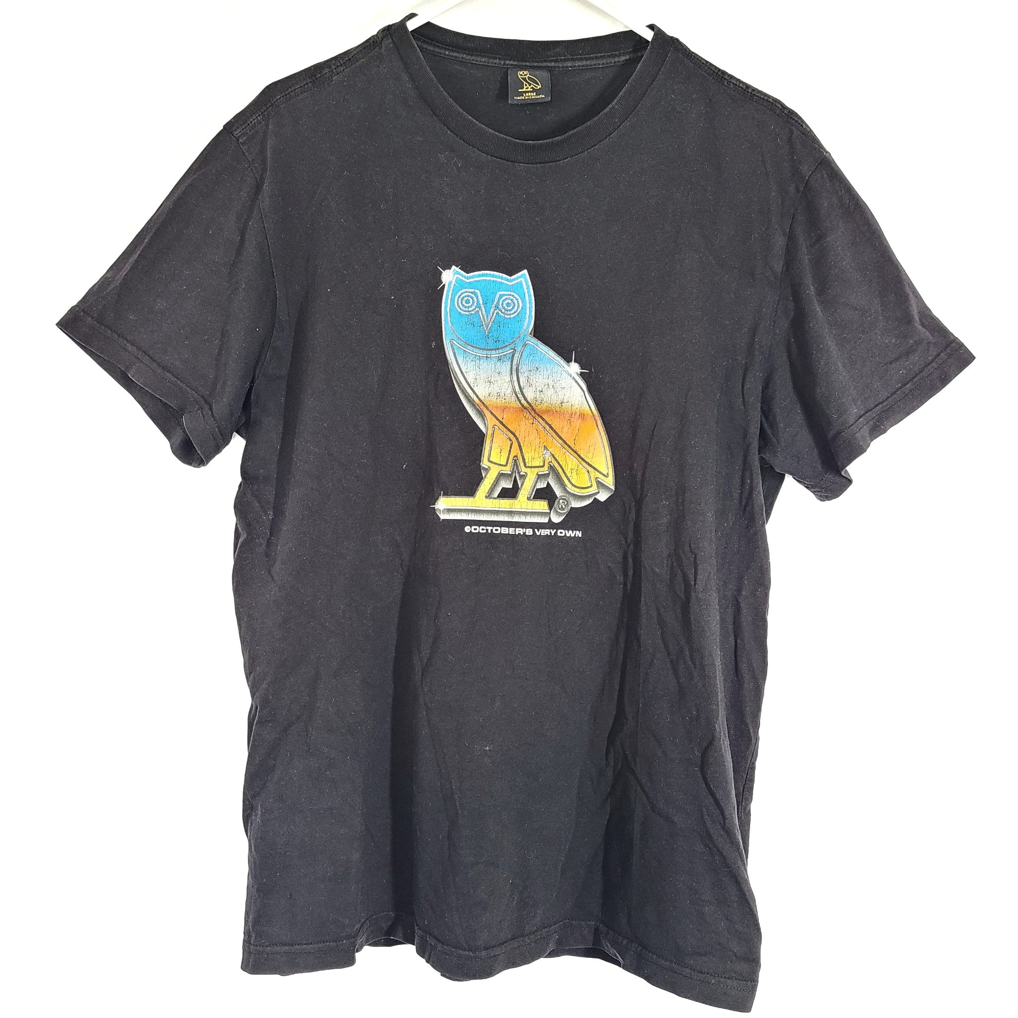 OVO Octobers Very Own Men's Chrome Owl T-Shirt Classic Fit Black Size L