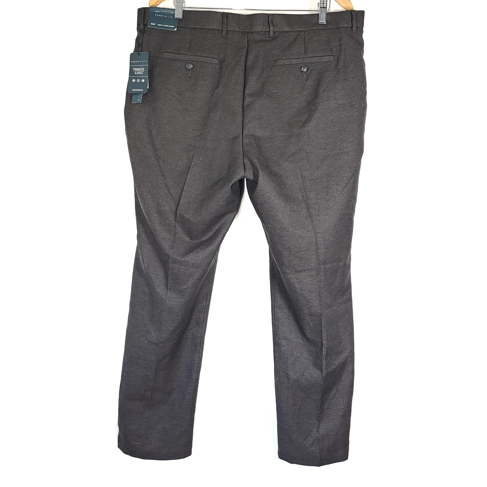 Perry Ellis Men's Dress Pants Slim Fit Gray 4BSB9045 Sz 38x32