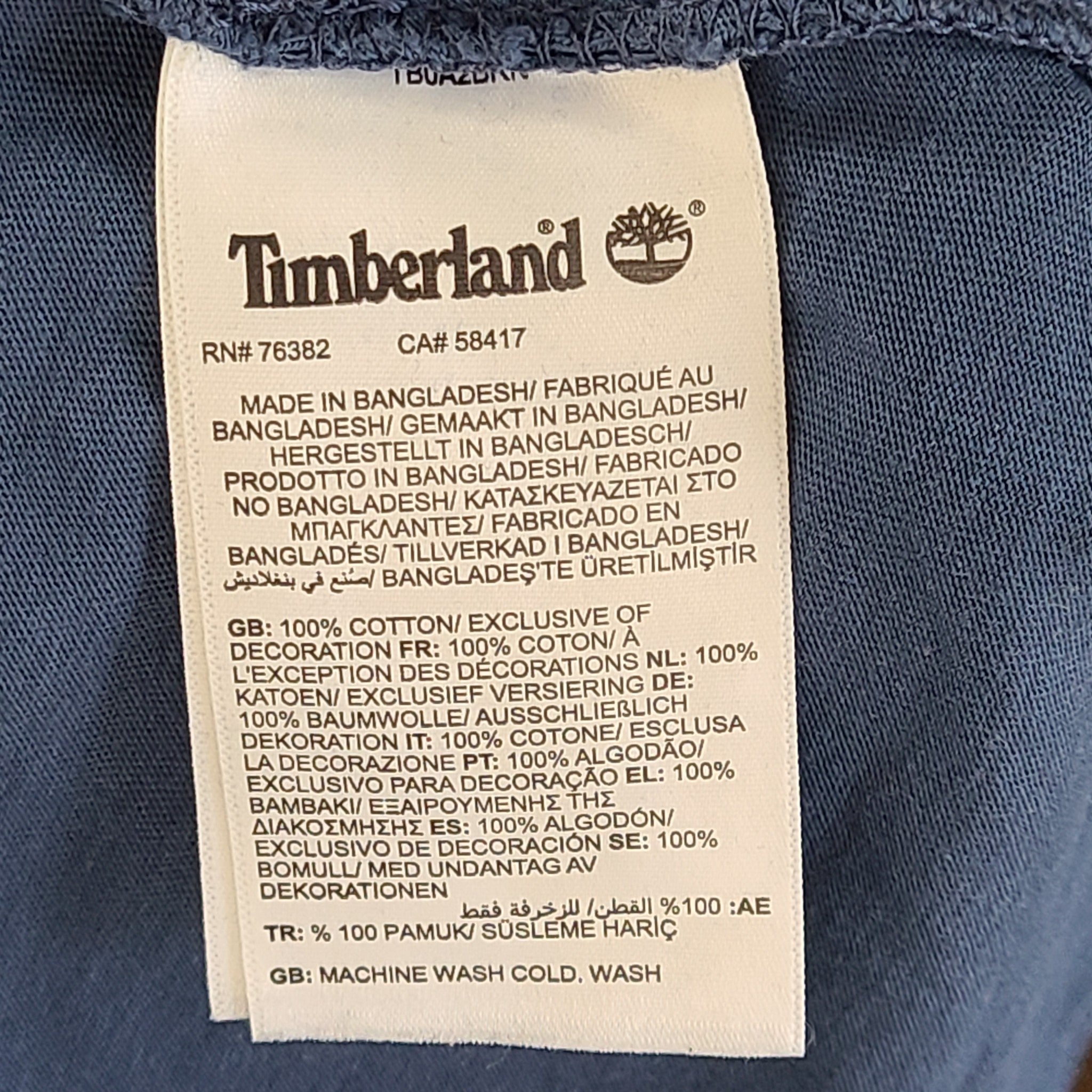 Timberland Men's TFO SS Short Sleeve Blue 100% Cotton Shirt TB0A2BRN Sz 2XL