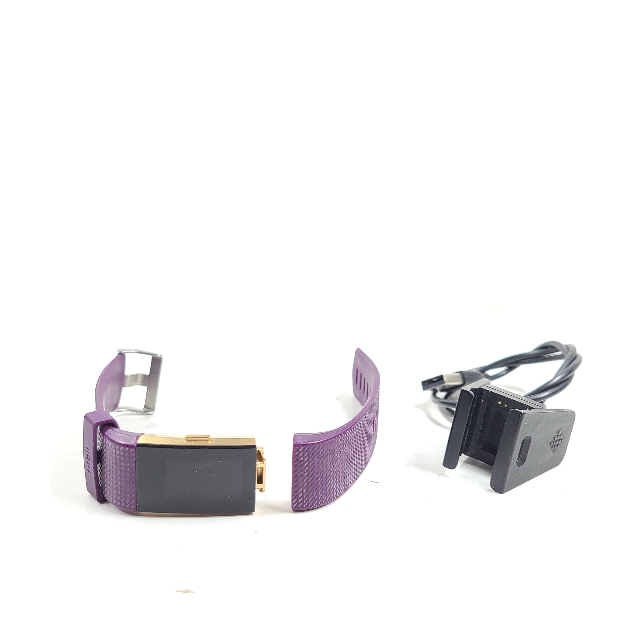 Fitbit FB407 Charge 2 Fitness Tracker Steps Pedometer Plum/Gold Size Small READ