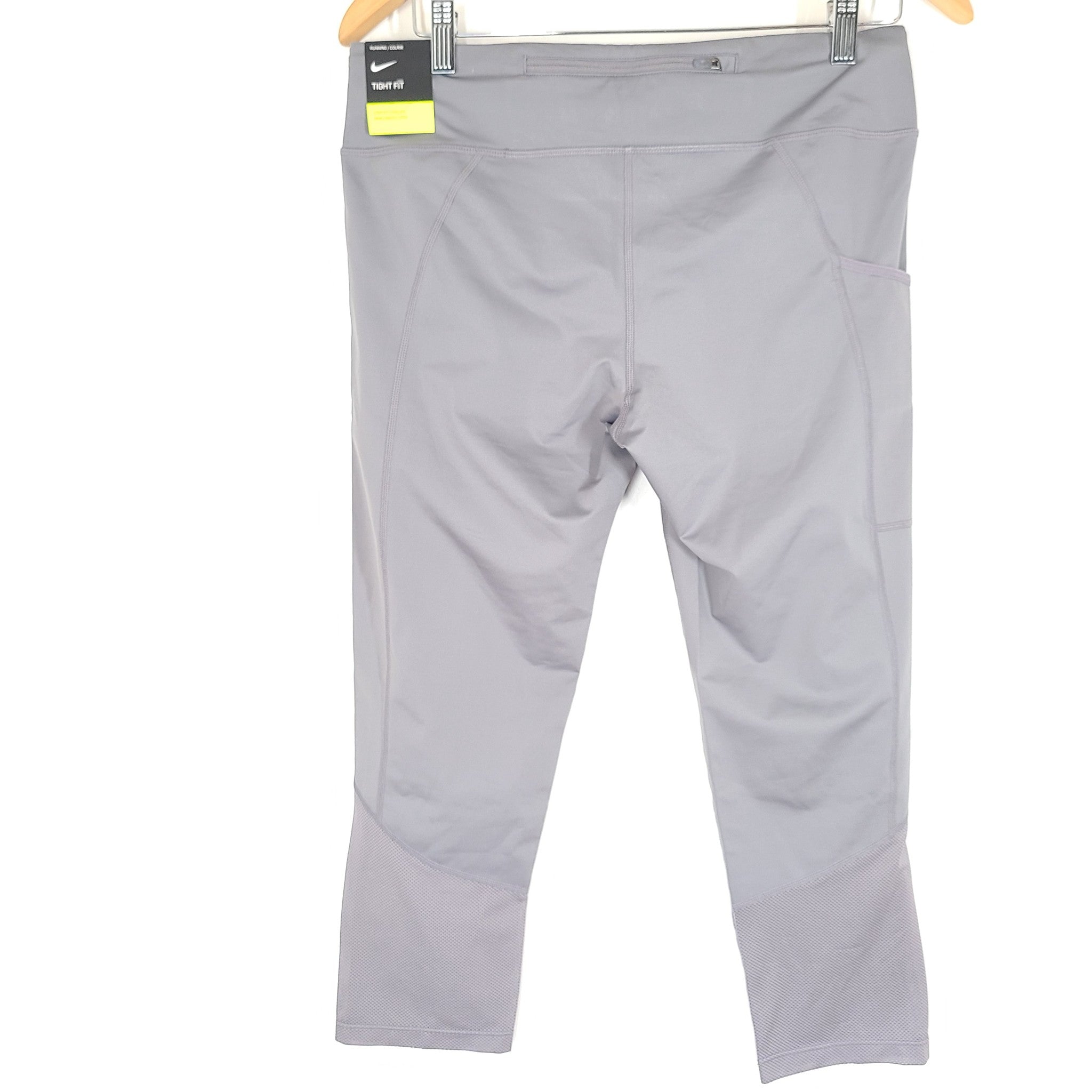 Nike Women's Power Dri-Fit Racer Running Crop Leggings CD8214 Gray Sz L