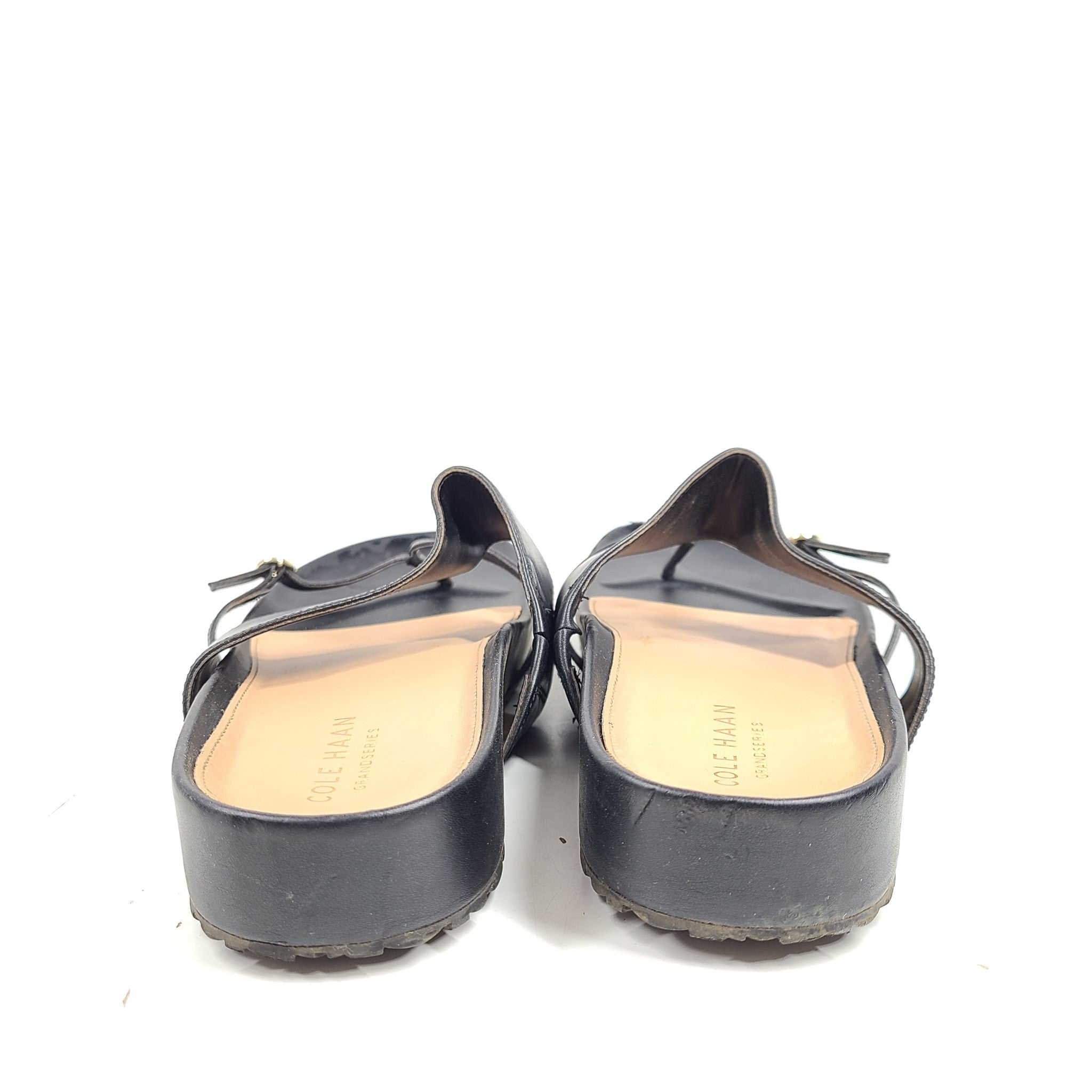 Cole Haan Women's Milani Thong Sandal Leather Thong Strap Sandals Black Sz 9.5