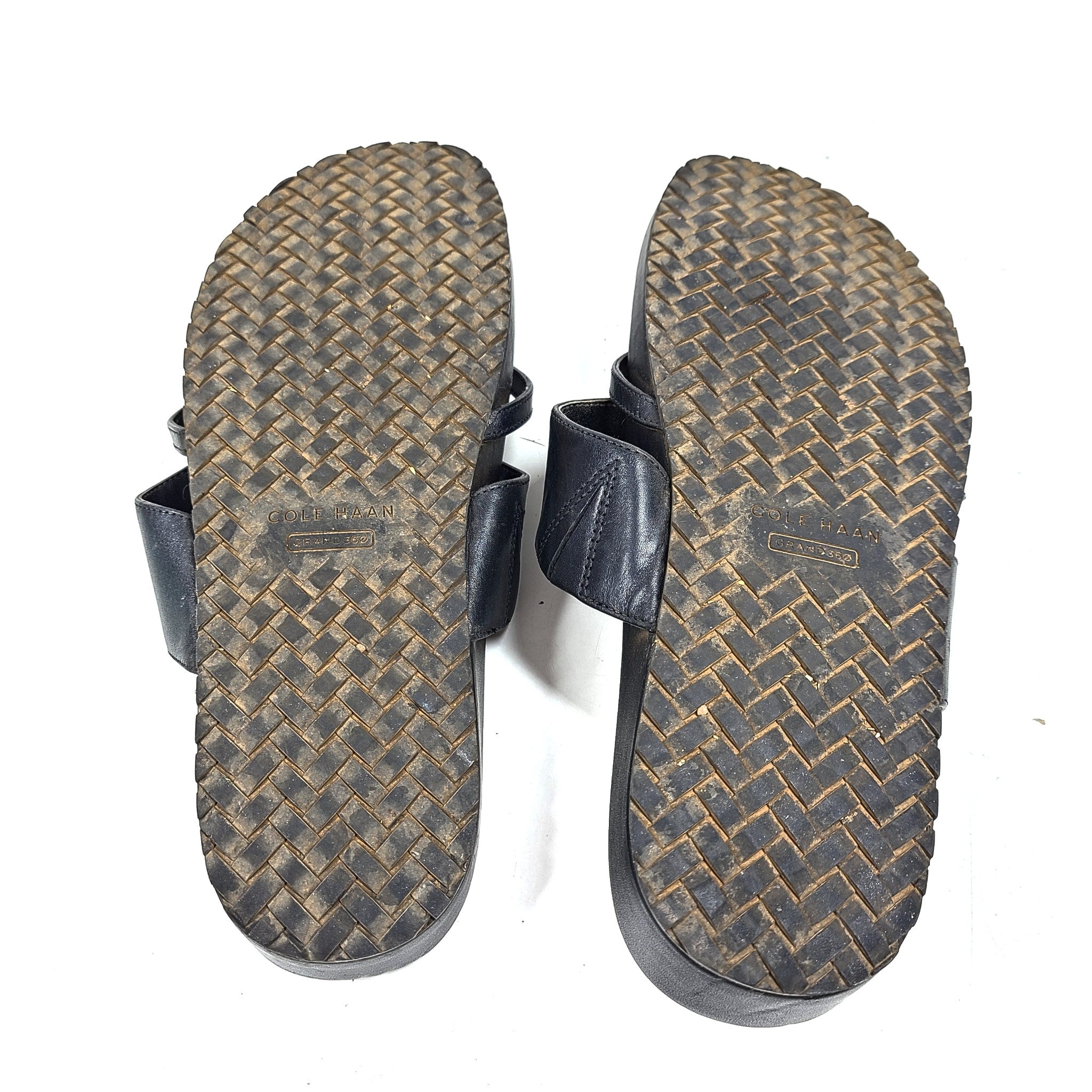 Cole Haan Women's Milani Thong Sandal Leather Thong Strap Sandals Black Sz 9.5