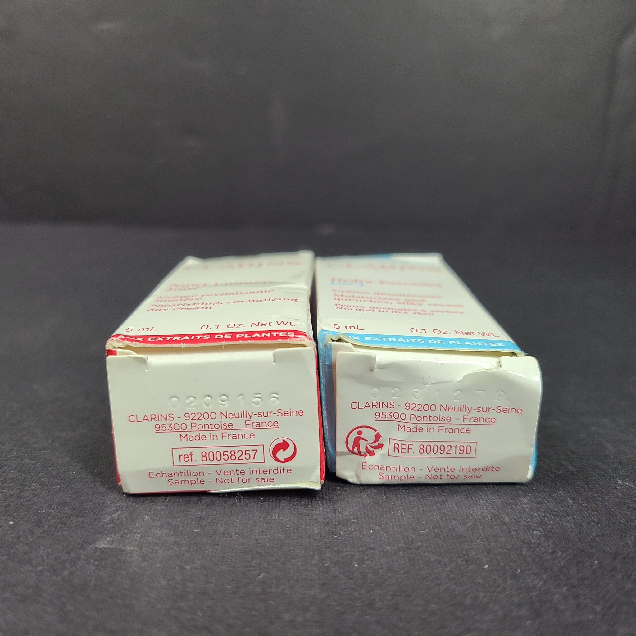2 x 0.1oz Samples Clarins Hydra Essentiel & Nutri Lumiere Creams