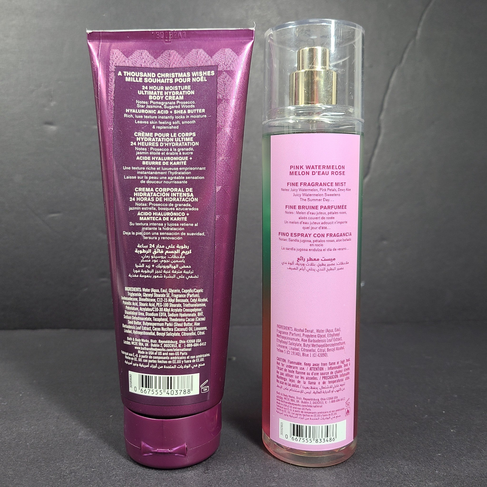 2 Pc Bath & Body Works A Thousand Christmas Wishes Body Cream & Fragrance Mist