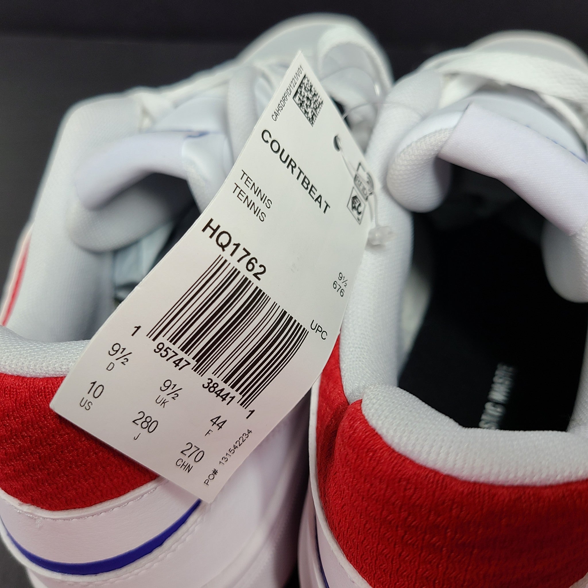 Adidas Men's Courtbeat Shoes Sneakers Leather HQ1762 White Red Black Sz 10