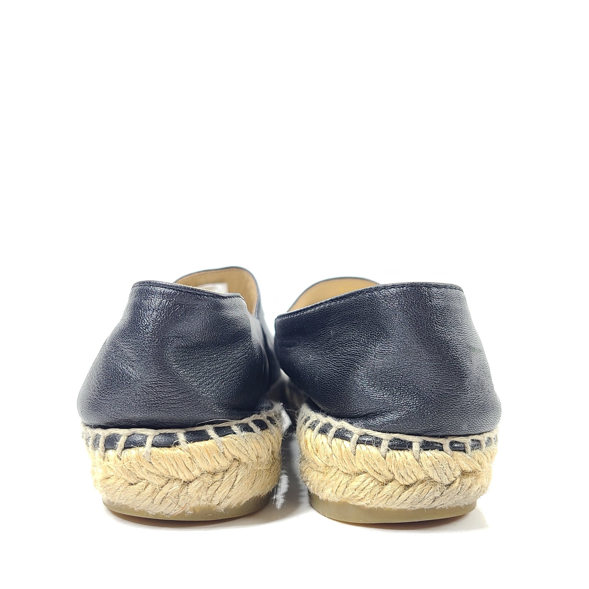 Chanel Espadrilles Lambskin Leather CC Cap Toe Shoes G29762 Black 38 NO INSOLES
