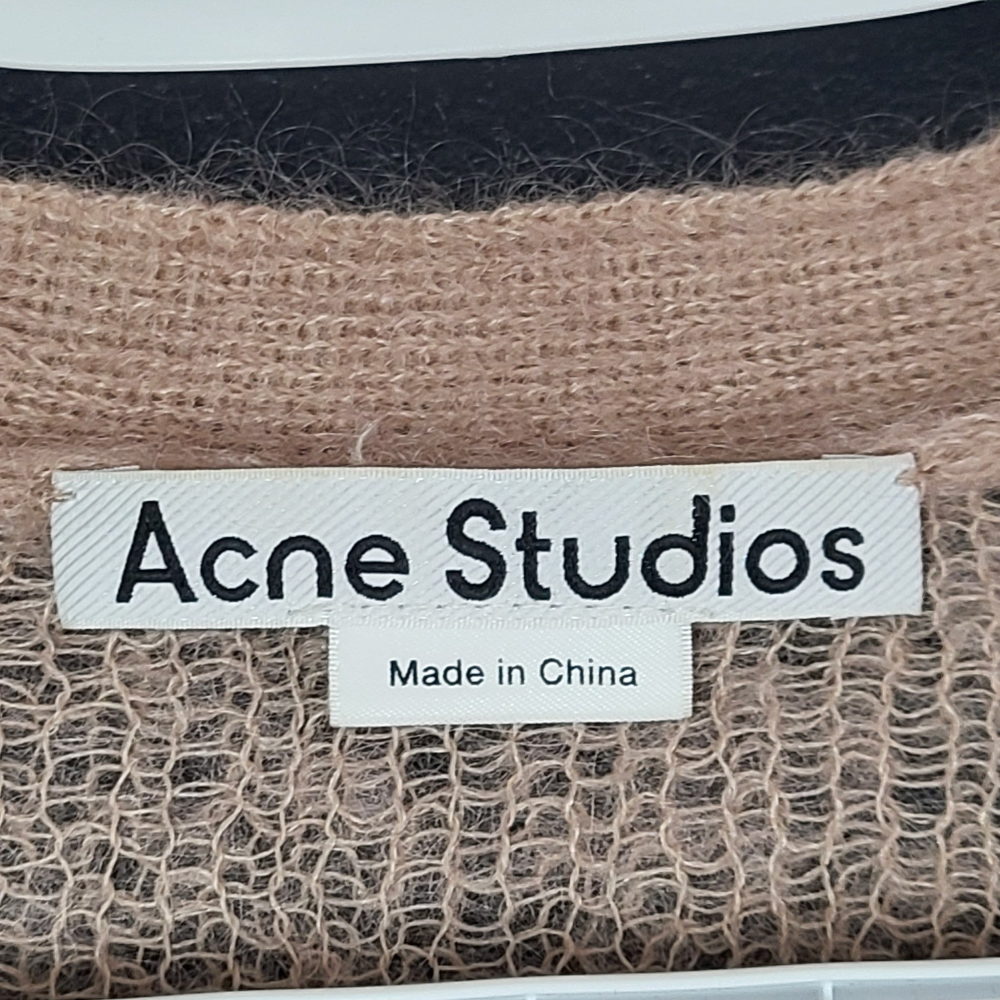 Acne Studios Women's Cropped Cardigan Mohair Blend Sheer Button Up Beige Sz M