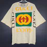 Gucci Retro Logo Oversized T-Shirt 539080 Cotton Off White/Multicolor 2XS NEW