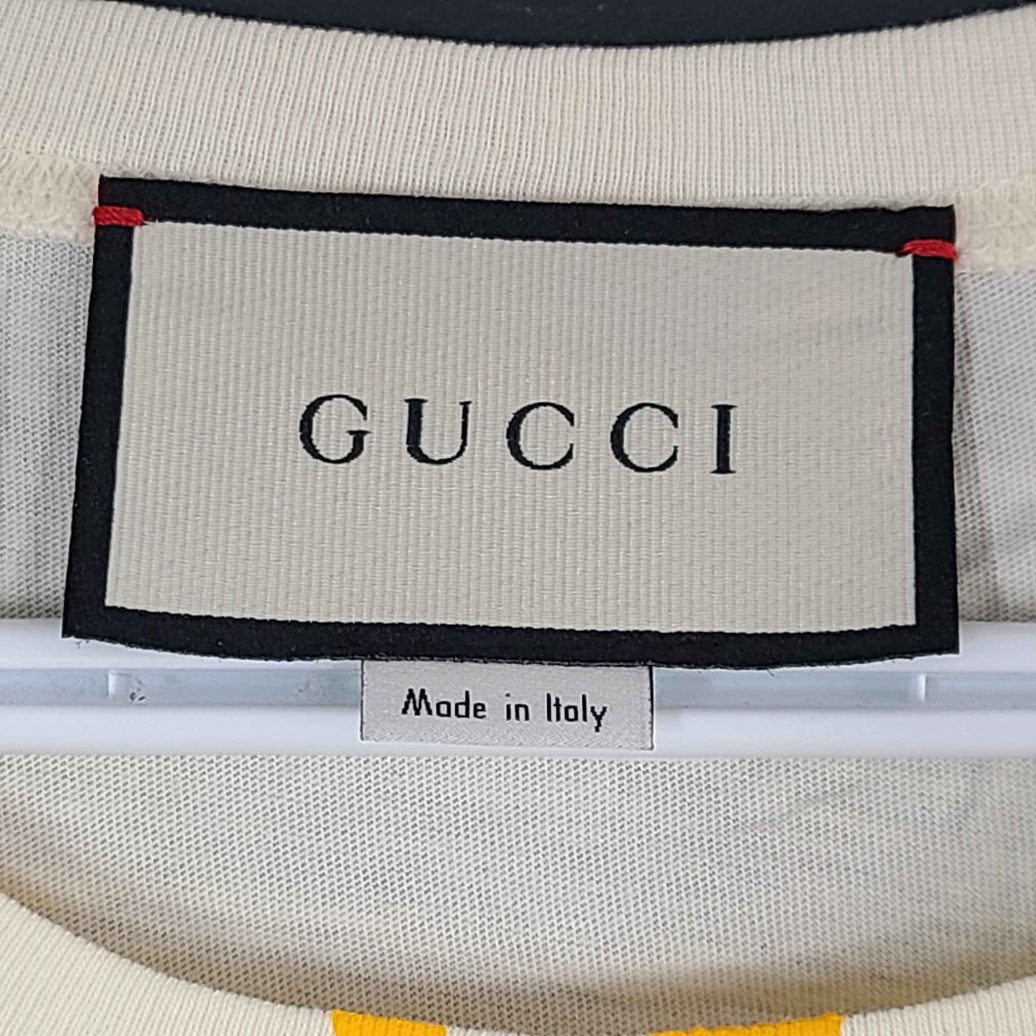 Gucci Retro Logo Oversized T-Shirt 539080 Cotton Off White/Multicolor 2XS NEW