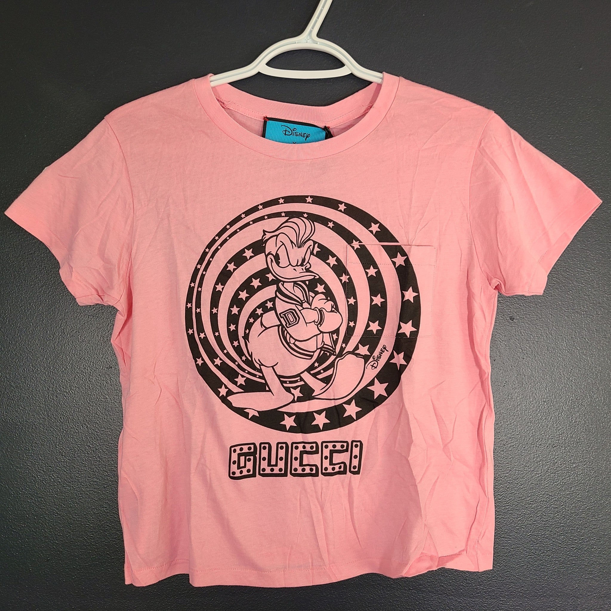 Disney x Gucci Women's Donald Duck Shirt Short Sleeve Cotton 644674 Pink XS NWT