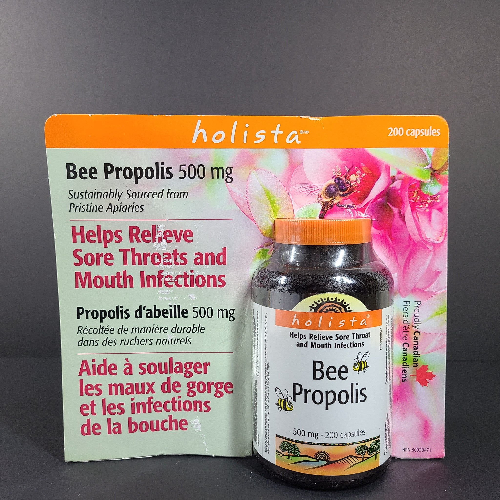 200 Ct Holista Bee Propolis 500mg Capsules Sore Throat Infection 04/26