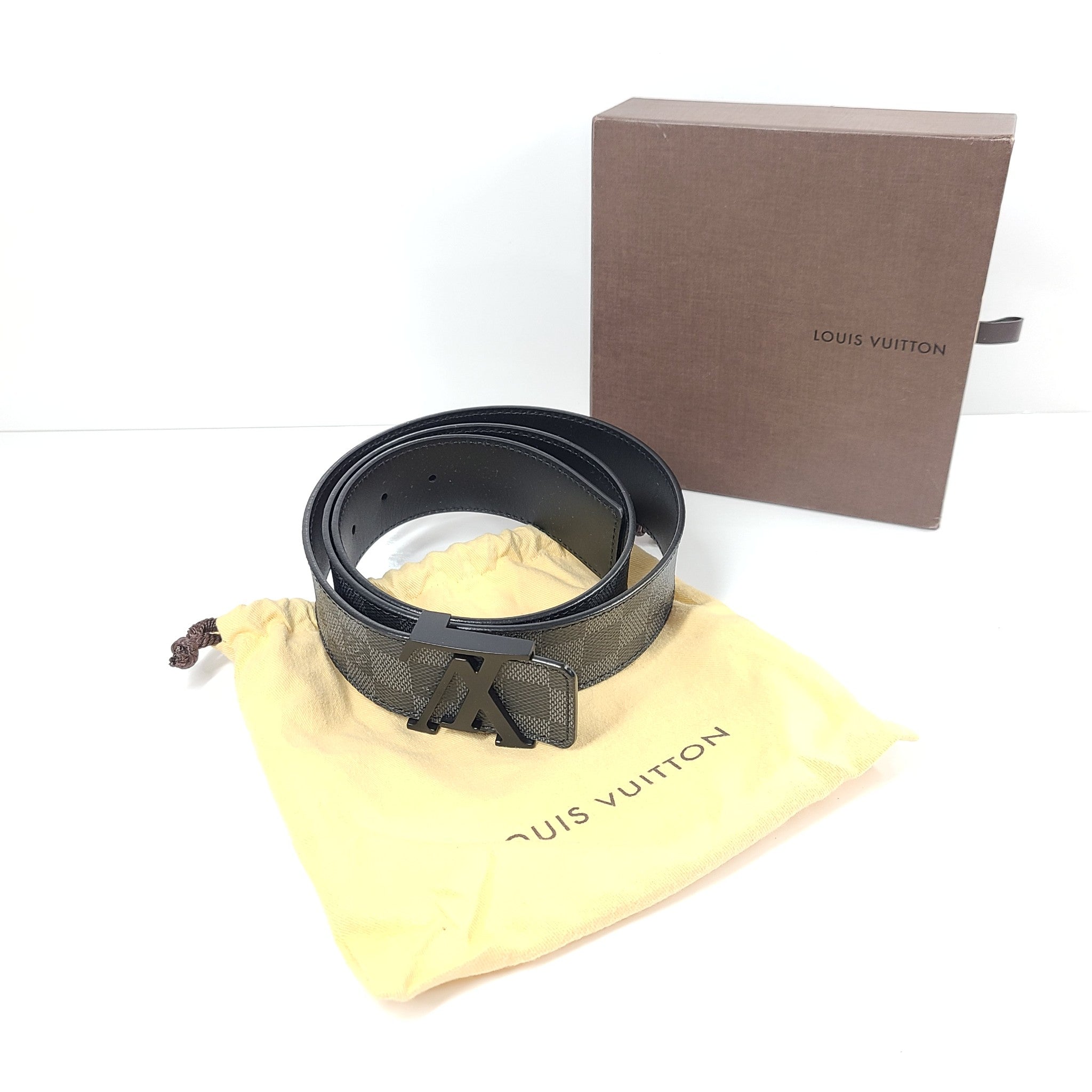 Louis Vuitton LV Initiales Damier Leather Belt 40mm M9808 Graphite 38/95