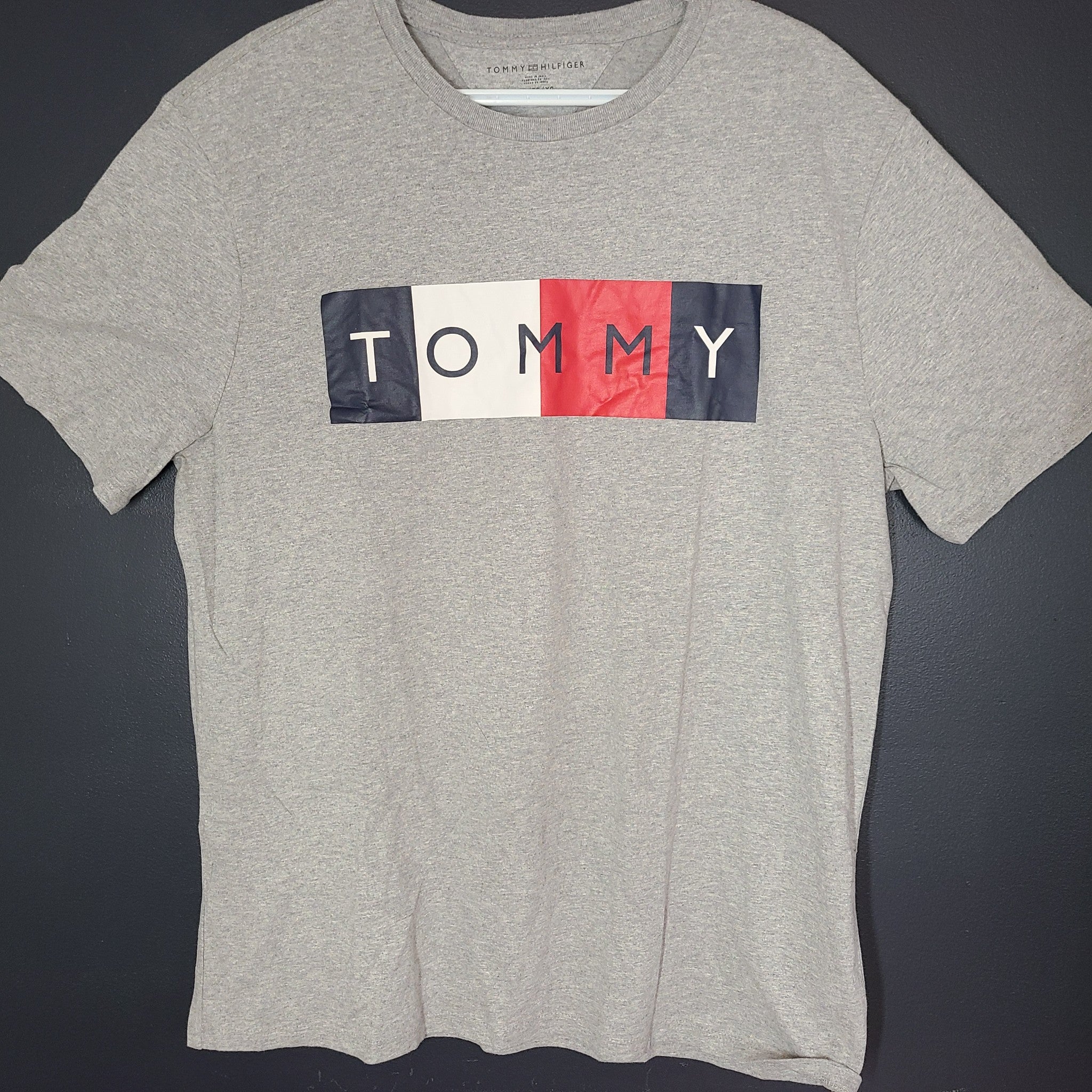Tommy Hilfiger Men's Flag Logo T-Shirt Cotton Regular Fit Gray Sz XL NEW