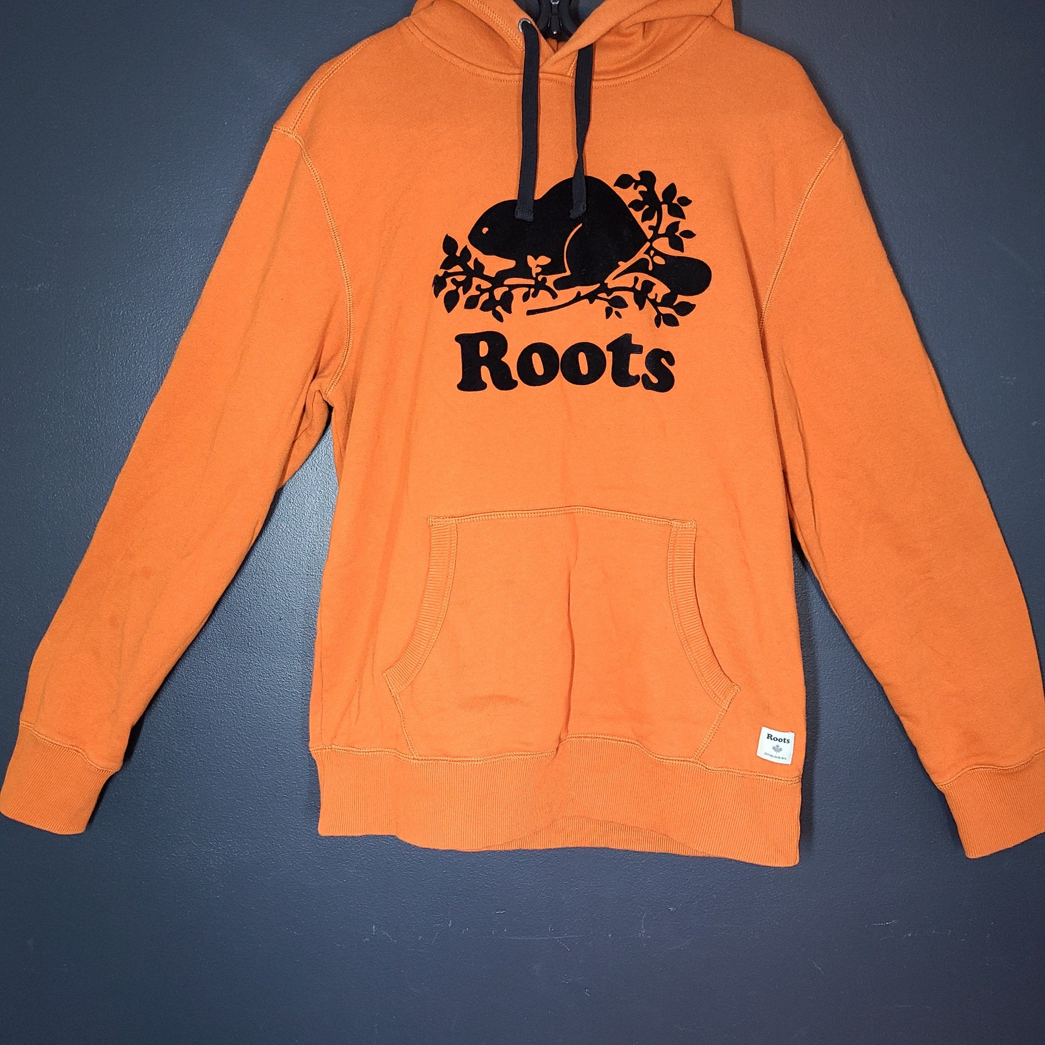Roots Men's Organic Original Kanga Hoodie Sweater Orange Sz S