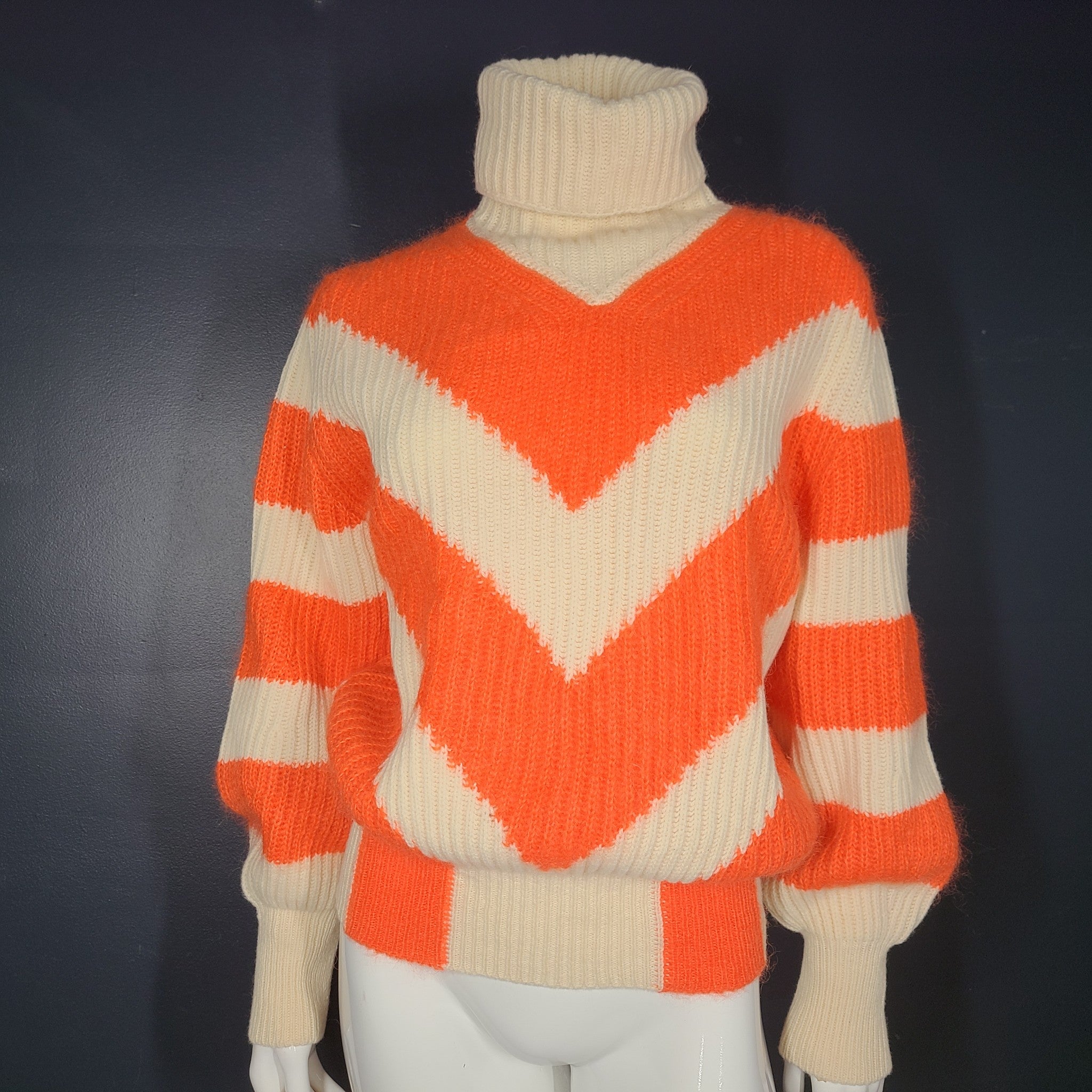 Forte Forte Women's Mohair Cashmere Blend Inlaid Balloon Sweater Beige Orange 4