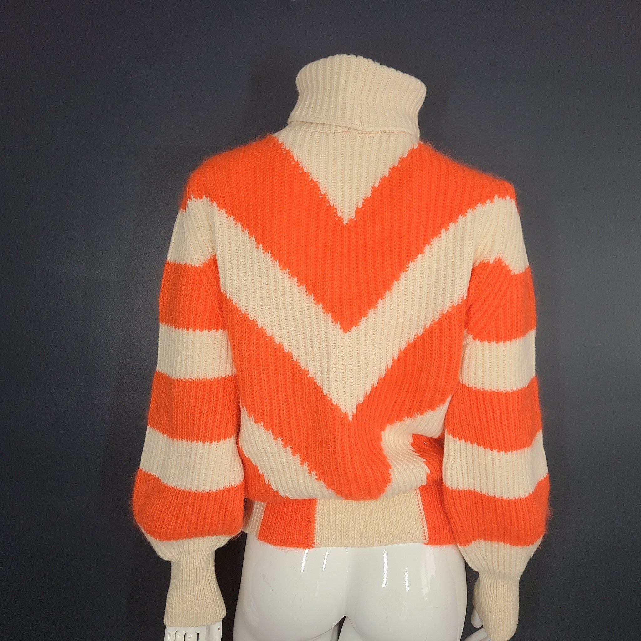 Forte Forte Women's Mohair Cashmere Blend Inlaid Balloon Sweater Beige Orange 4