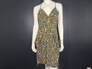 BCBGeneration Women's Spring Floral Drape Dress Midi Front Pockets Multicolor S