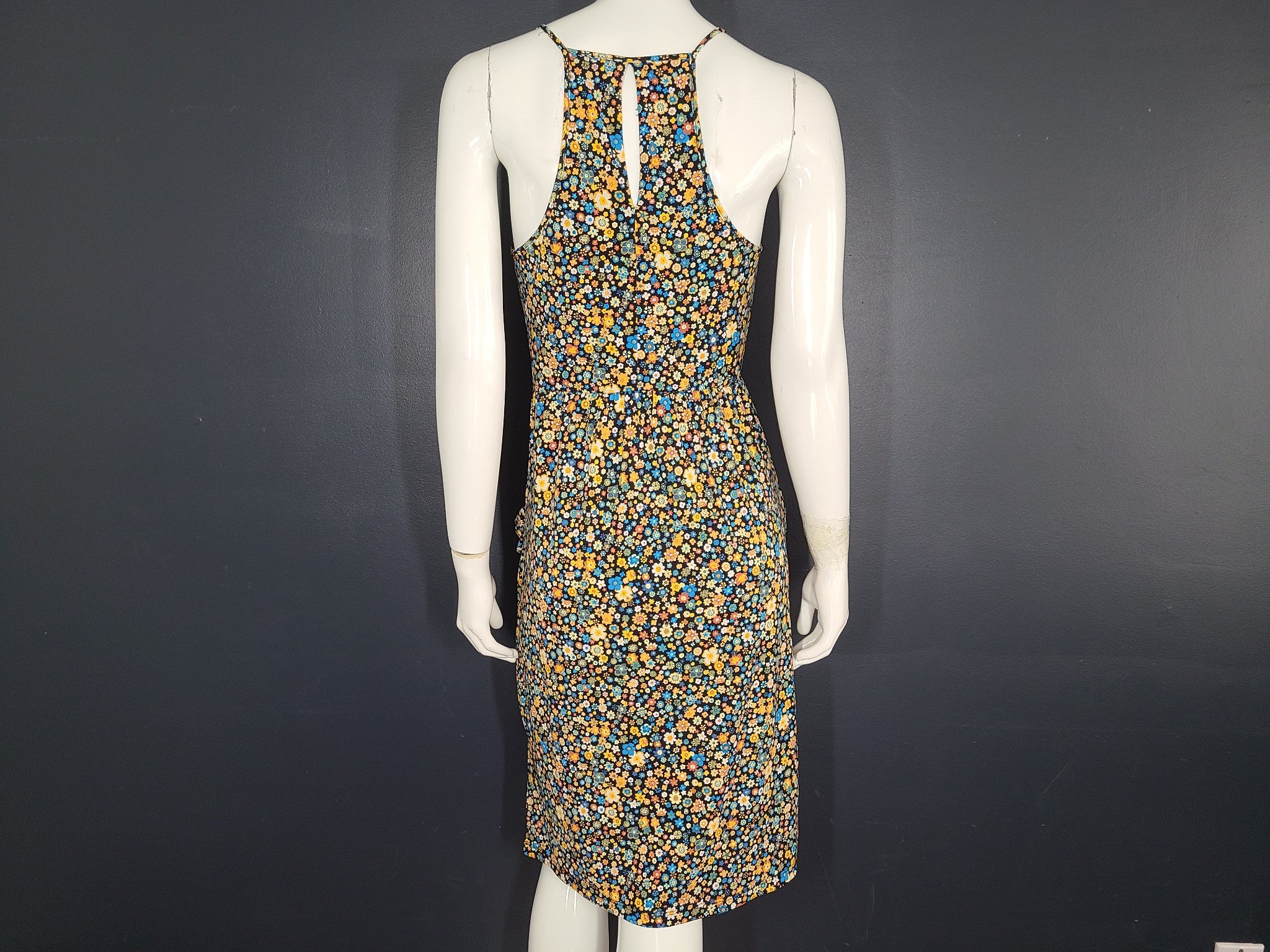 BCBGeneration Women's Spring Floral Drape Dress Midi Front Pockets Multicolor S