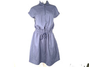 Emporio Armani Dress Drawstring Waist Quarter Zip Short Sleeve Blue Purple Sz S
