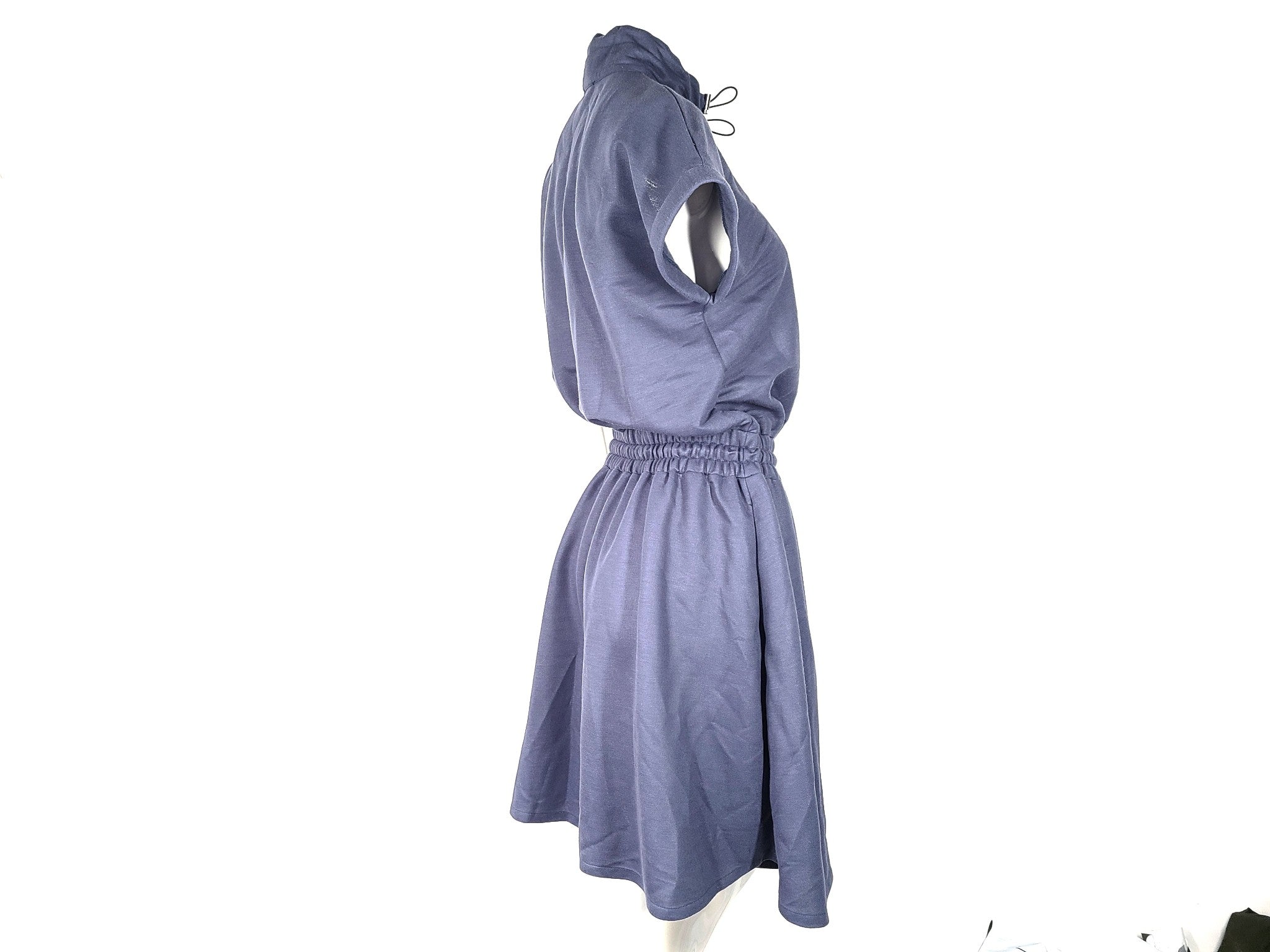 Emporio Armani Dress Drawstring Waist Quarter Zip Short Sleeve Blue Purple Sz S