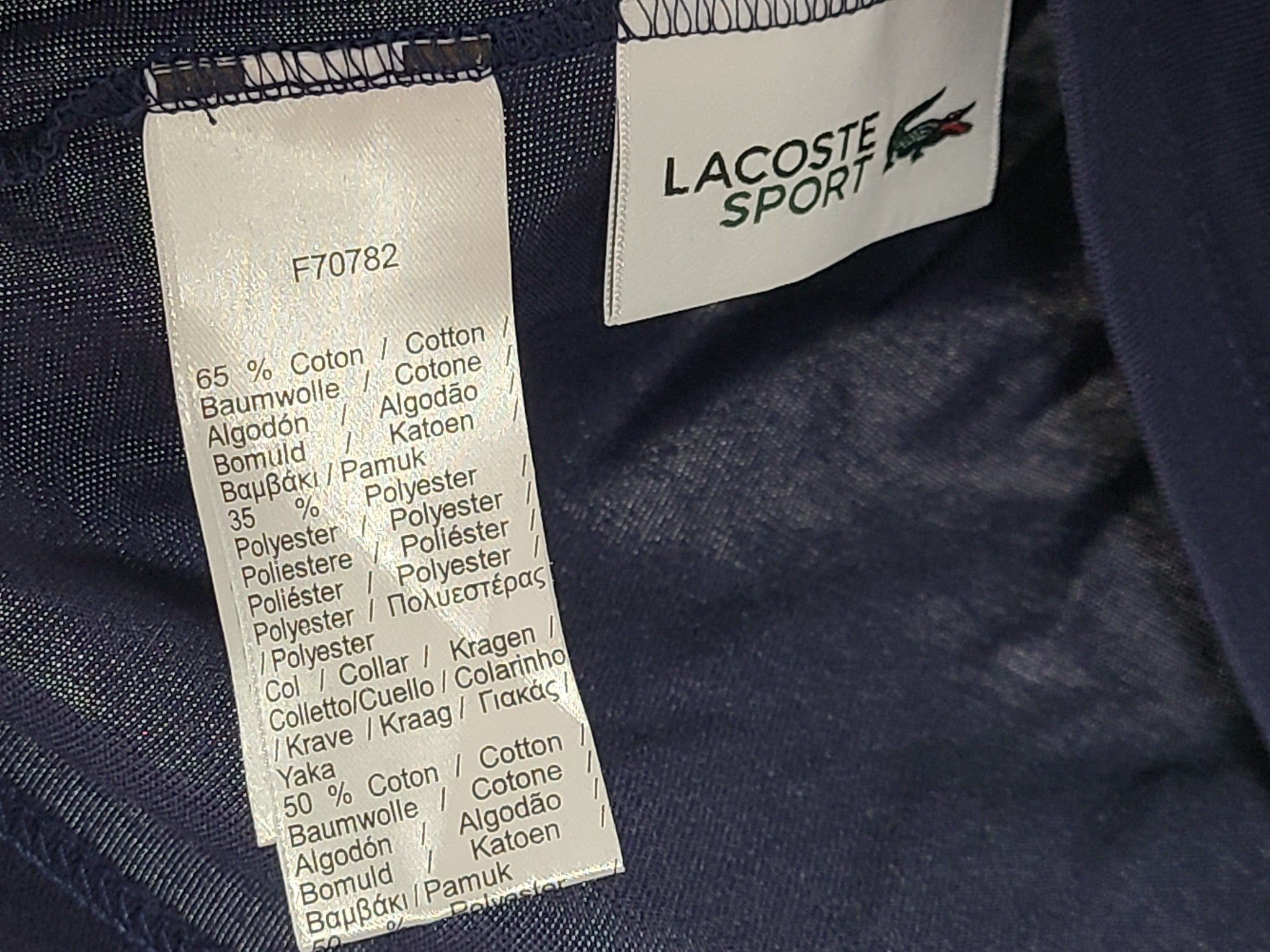Lacoste Sport Printed Breathable T-Shirt TH4804 Crew Neck Navy Blue Sz XXL
