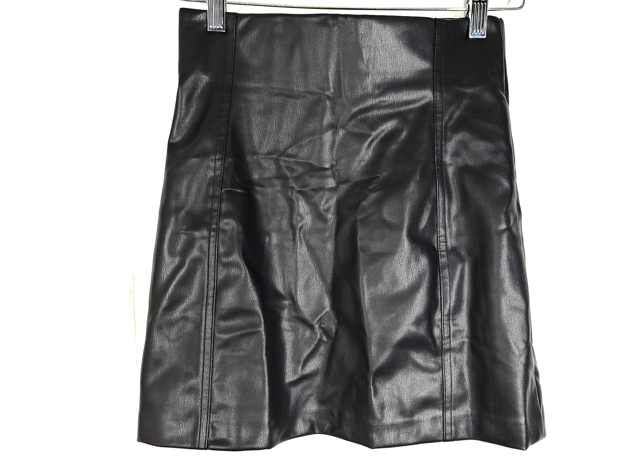 Zara Women's Faux Leather Mini Skirt High Waist Black XS 25"