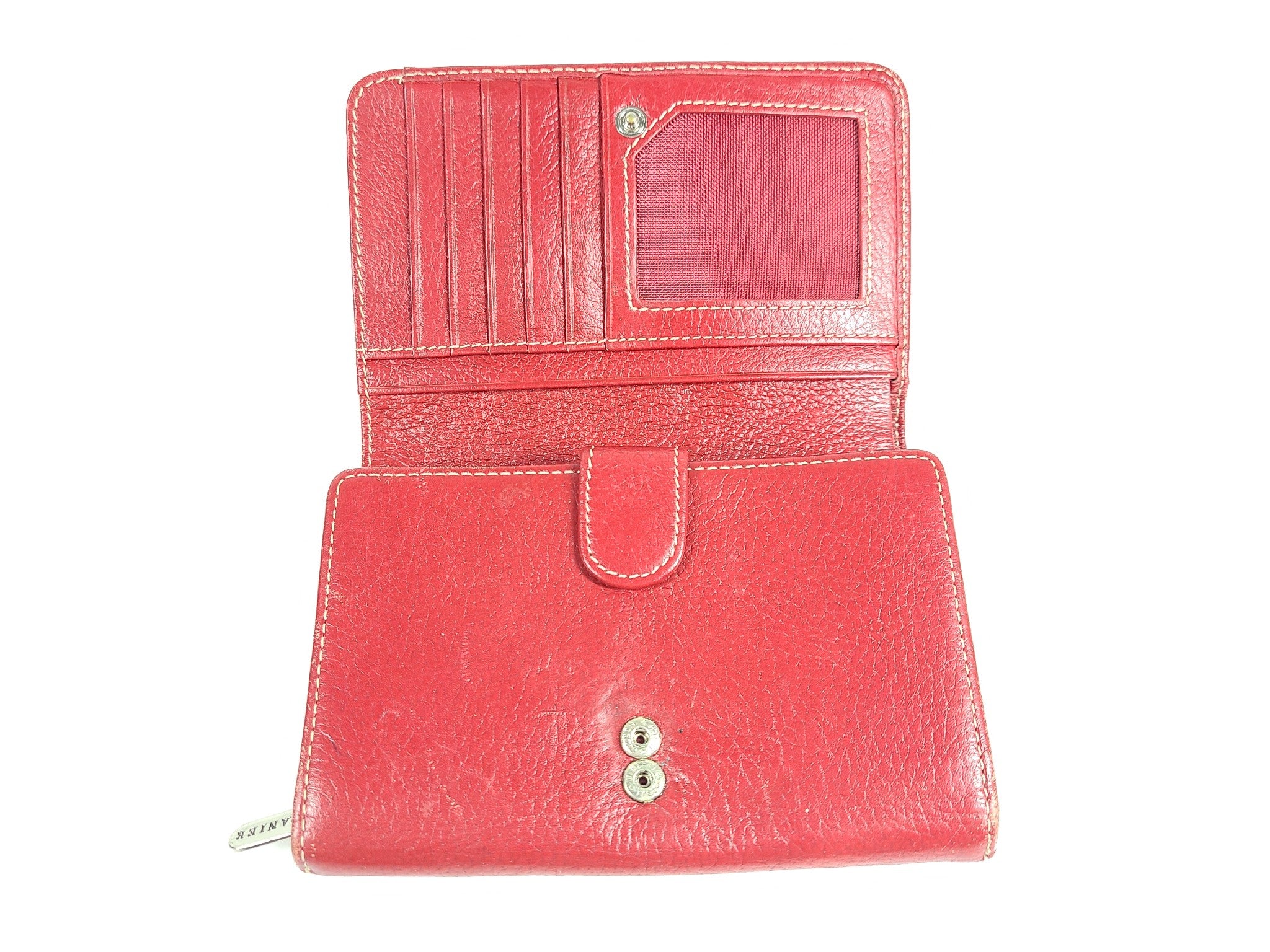 Danier Women's Leather Trifold Wallet Coin Pocket Red