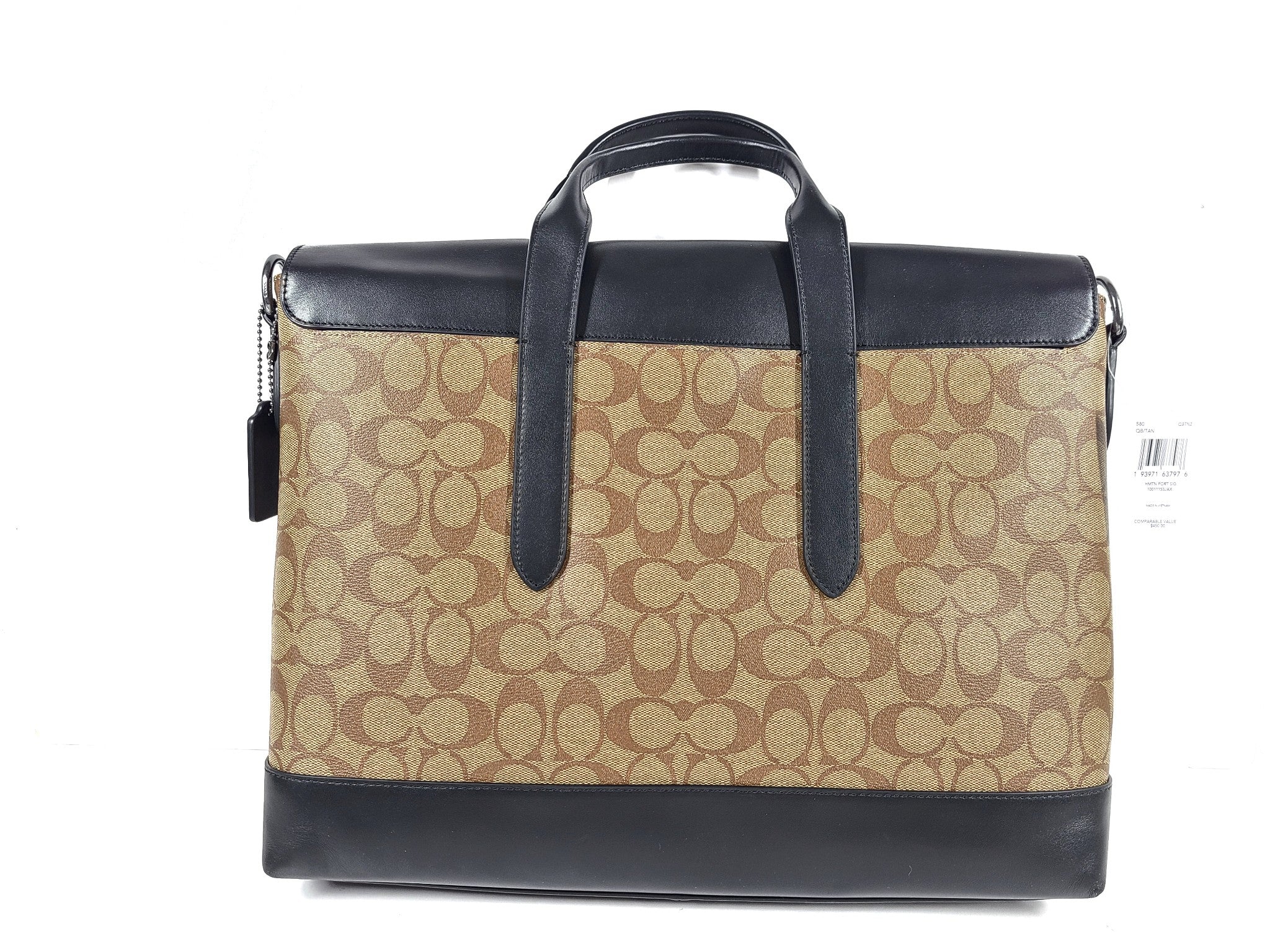 Coach Hamilton Portfolio Brief in Signature Canvas QBTN2 Brown Black