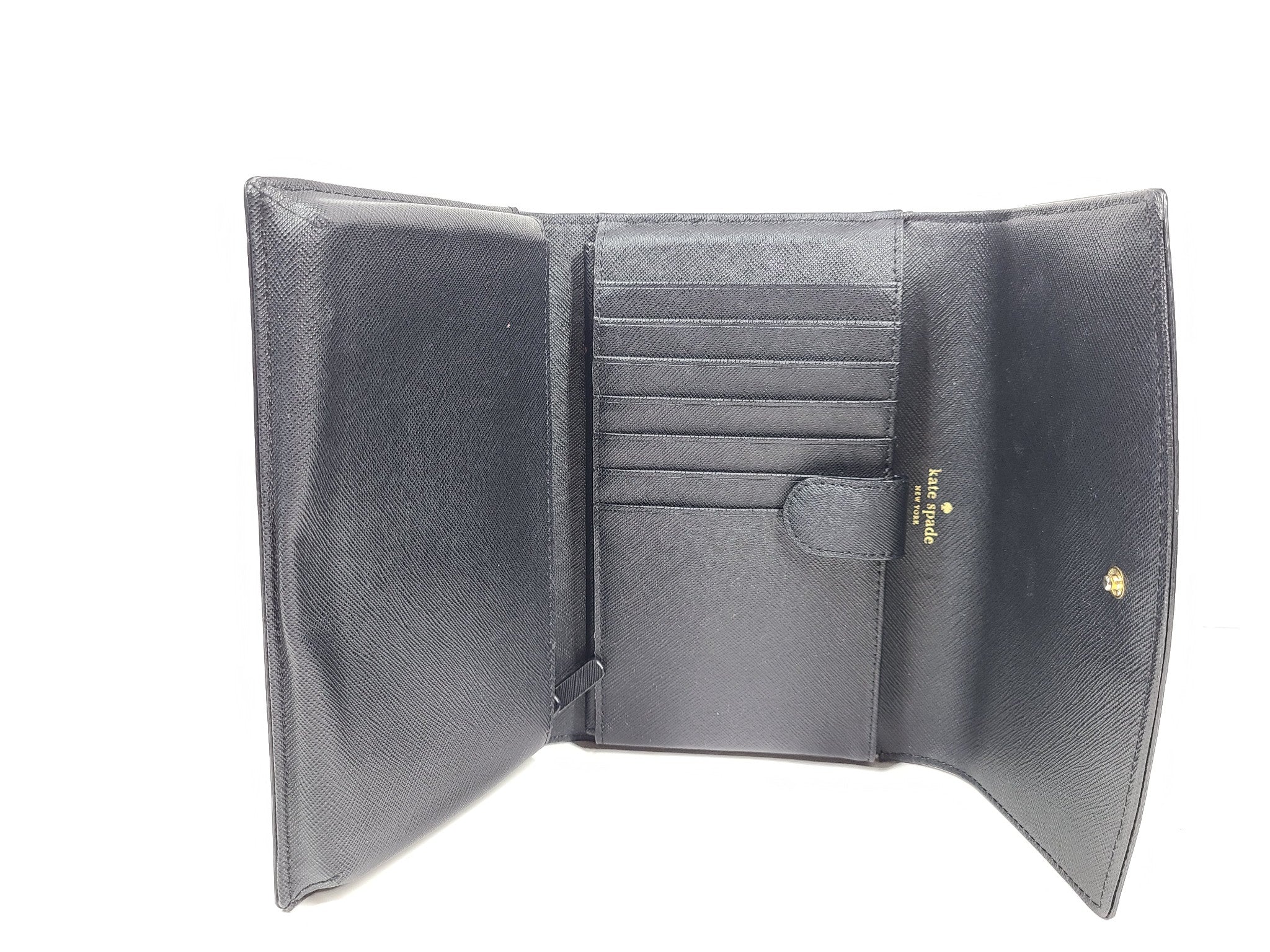 Kate Spade Laurel Way Winni Flap Crossbody Wallet Leather Multiple Pockets Black