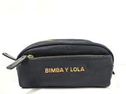 Bimba Y Lola Mini Nylon Make-Up Case Zip Closure Pouch Black