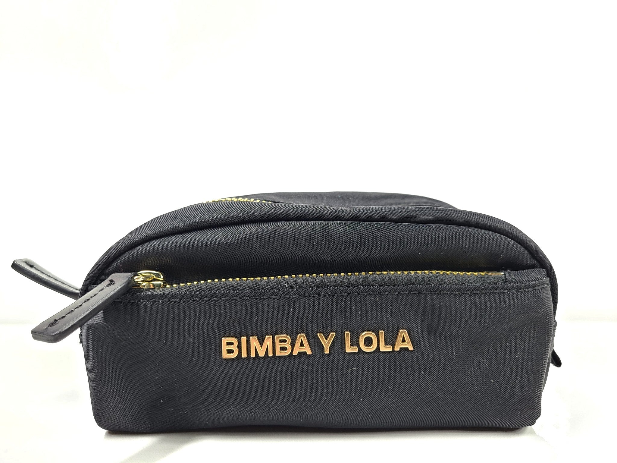Bimba Y Lola Mini Nylon Make-Up Case Zip Closure Pouch Black