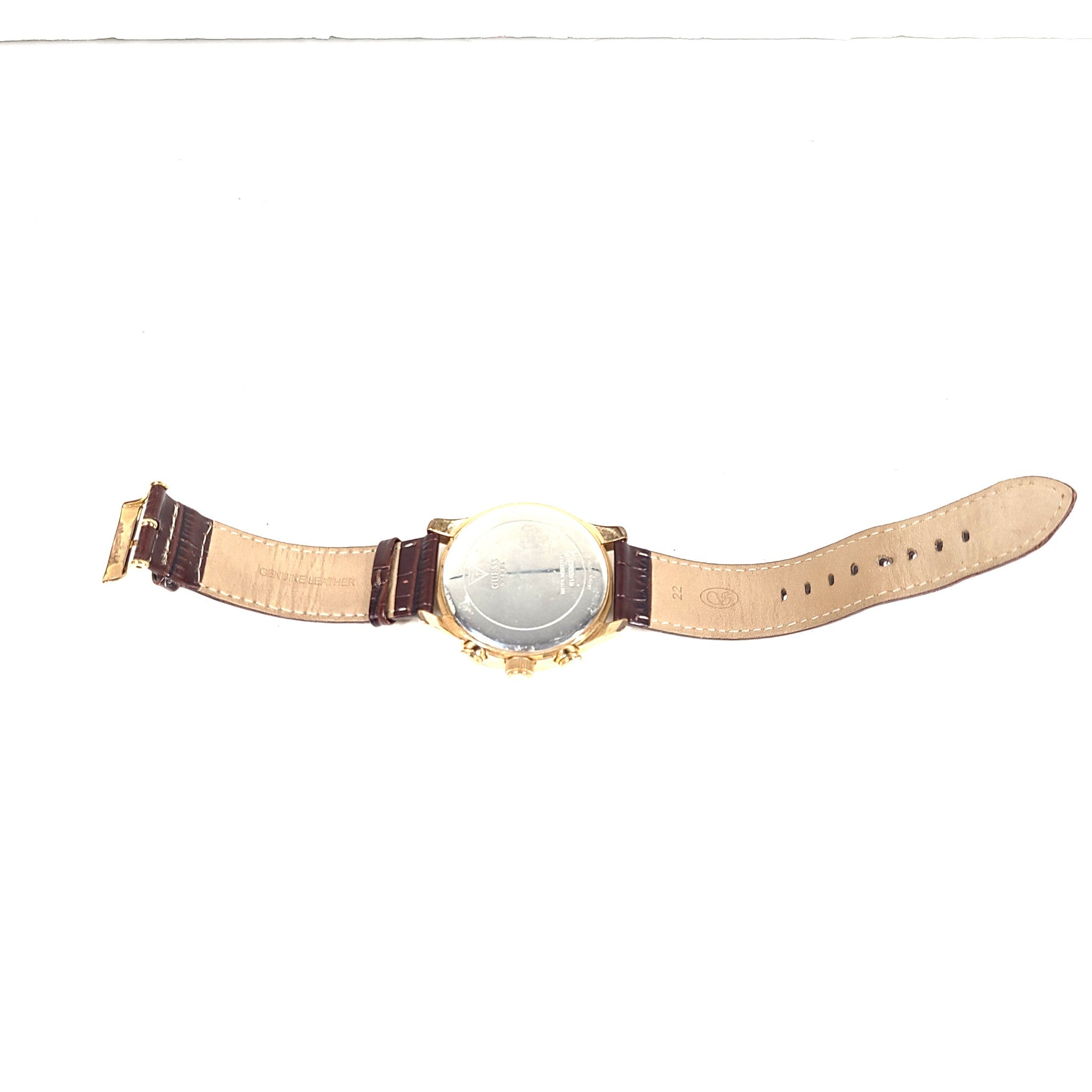 GUESS Men's Croco Brown Leather W14052G2 Chronograph Dress Watch Gold-Tone Brown
