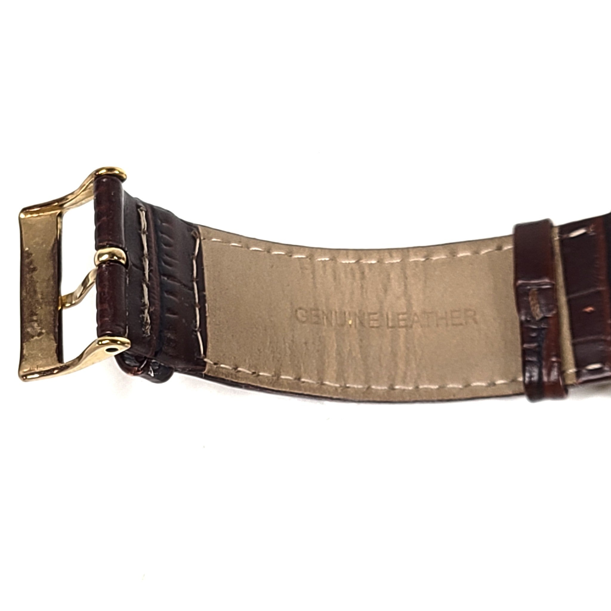 GUESS Men's Croco Brown Leather W14052G2 Chronograph Dress Watch Gold-Tone Brown