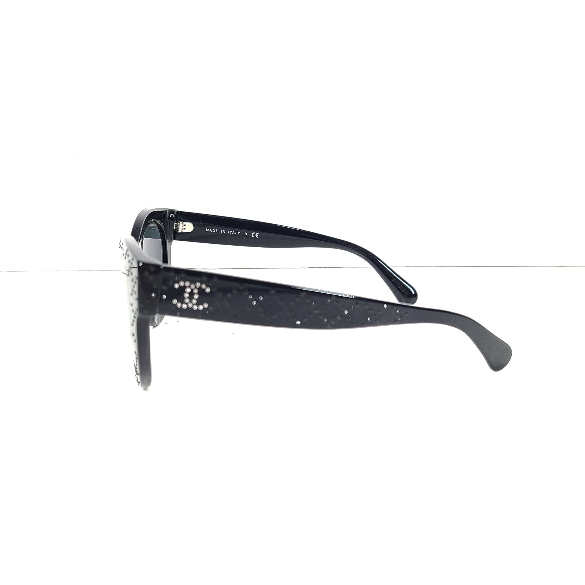 CHANEL Women's 5420B Butterfly Sunglasses Strass Acetate Frame Black Gradient