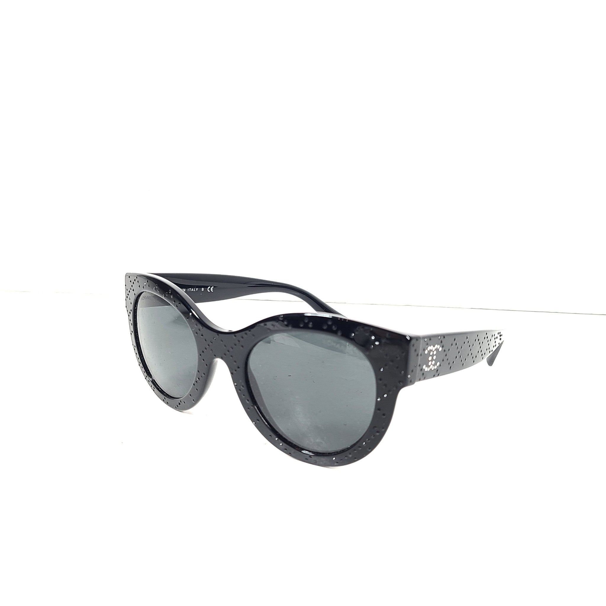 CHANEL Women's 5420B Butterfly Sunglasses Strass Acetate Frame Black Gradient