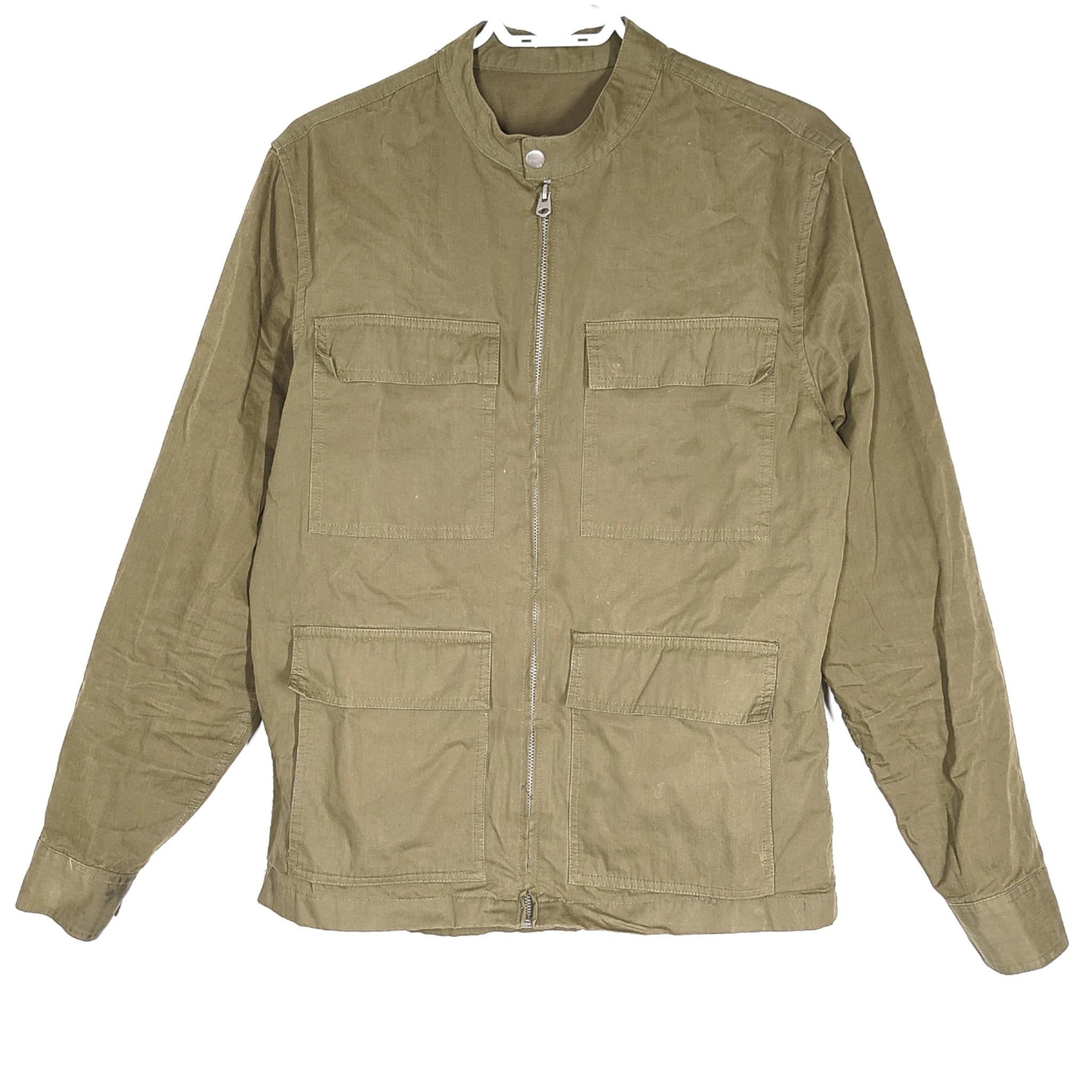 Zara Men's Casual Jacket Cotton Full Zip Olive Green 7545/392/505 Sz S