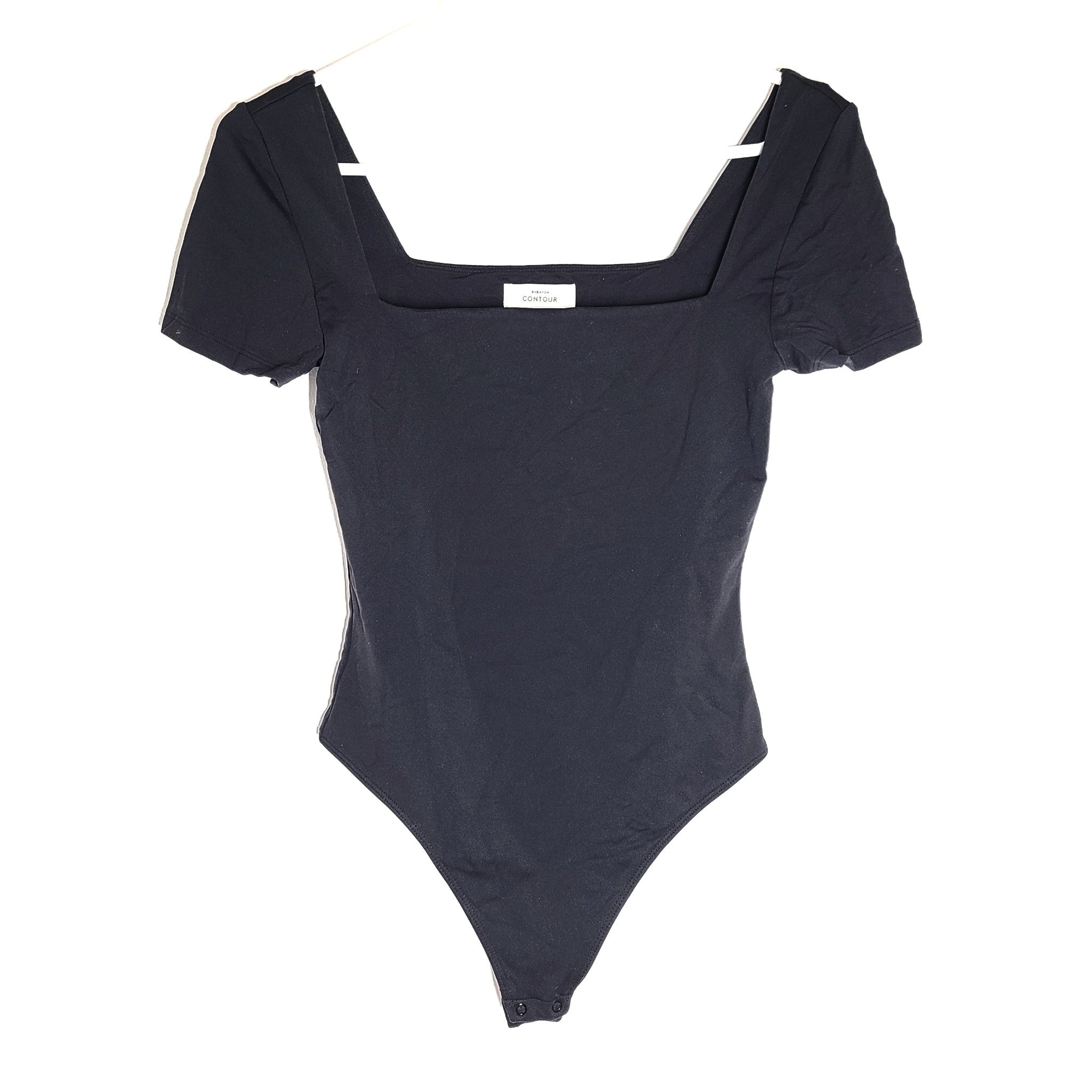 Aritzia Babaton Women's Contour Square Neck Short Sleeve Bodysuit Black Sz M