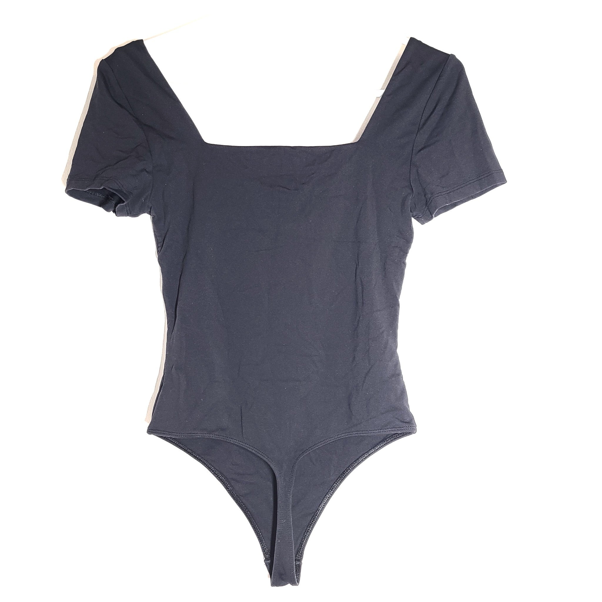 Aritzia Babaton Women's Contour Square Neck Short Sleeve Bodysuit Black Sz M