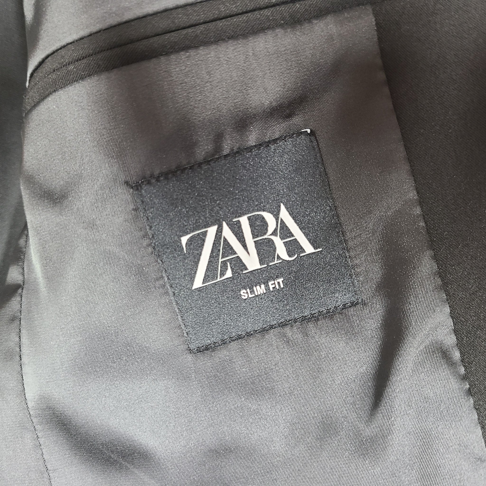 Zara Men's Slim Fit Stretch Suit Jacket Blazer 8288/510 Black Sz 50
